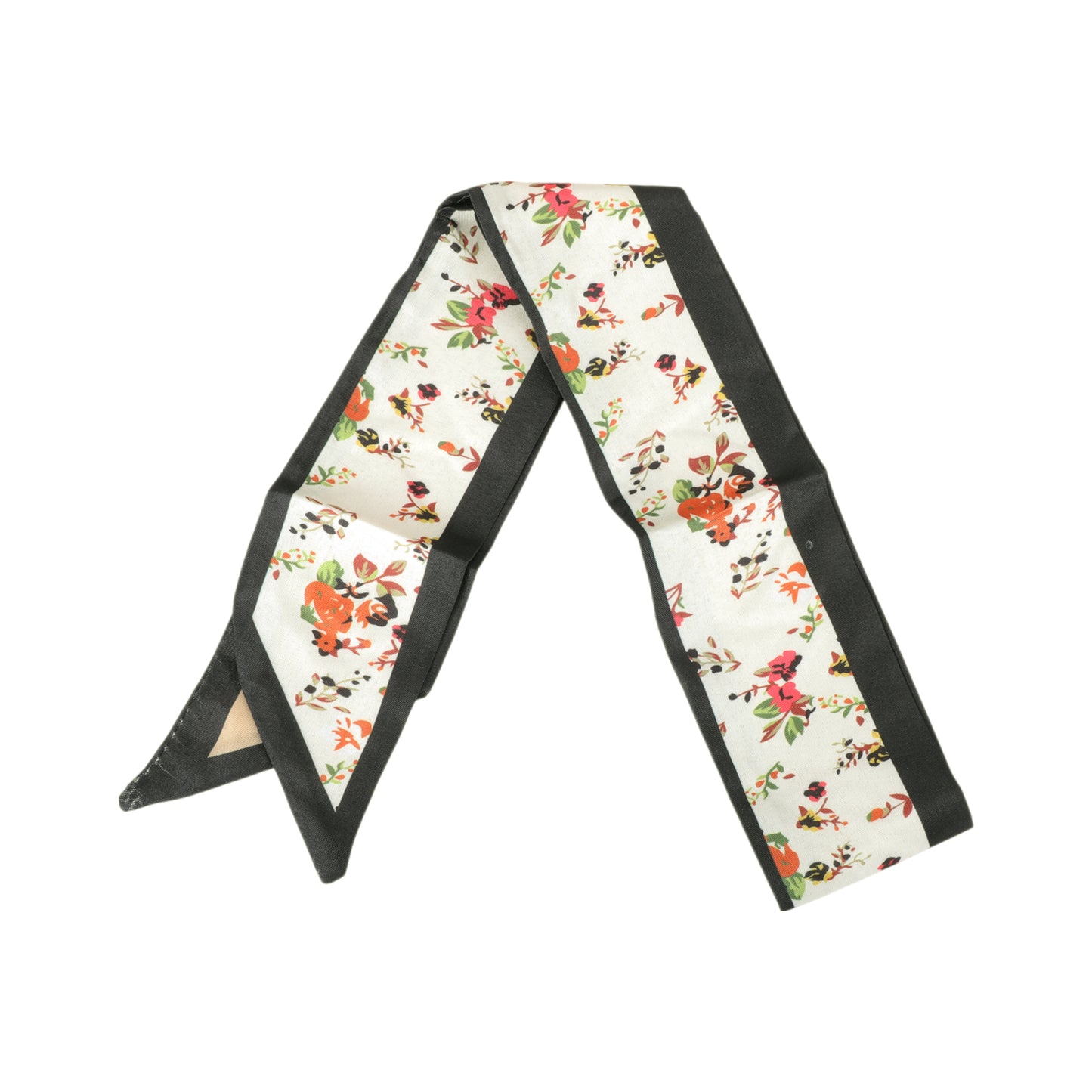 Ditsy Floral Satin Headband for Women Black Beige 1 Pc