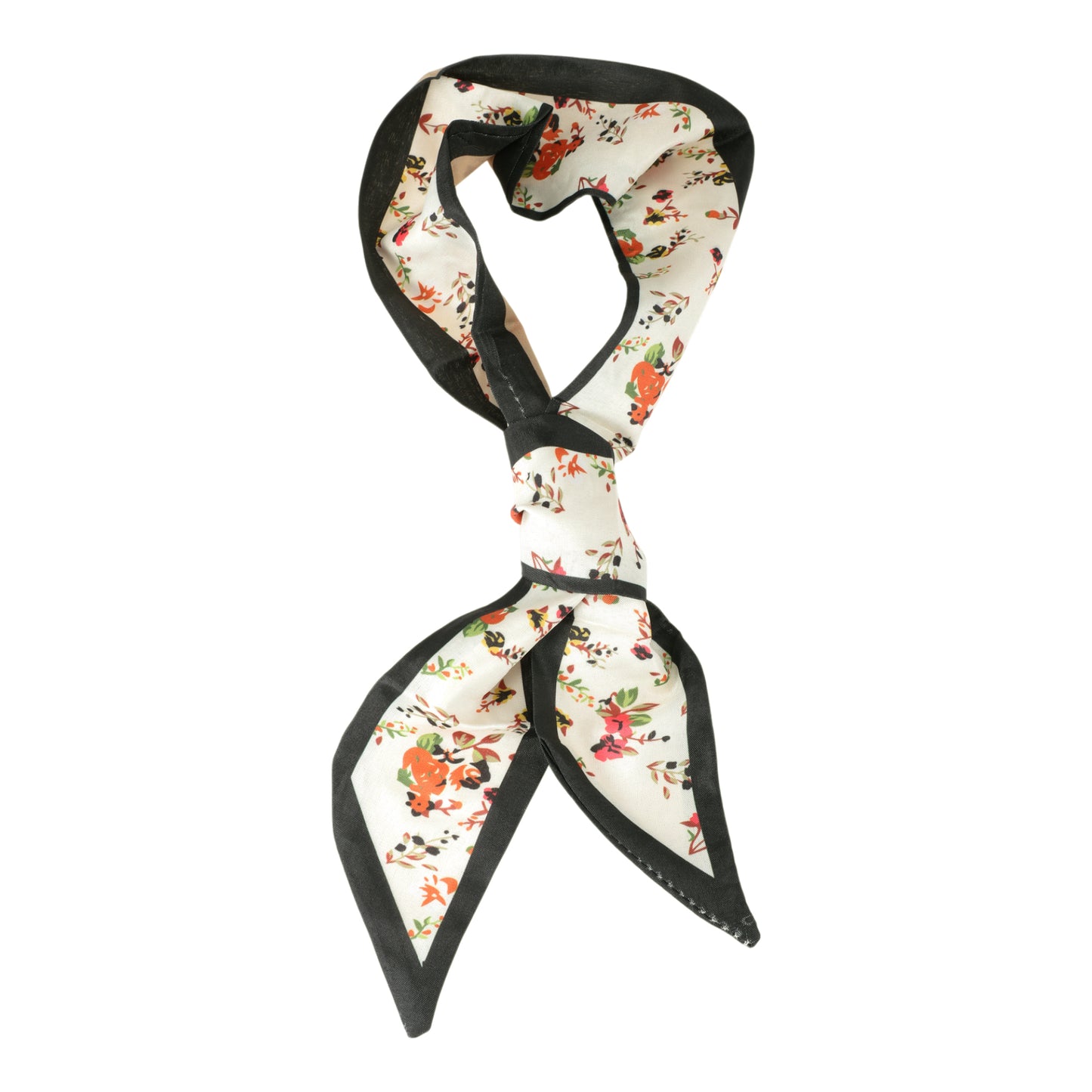 Ditsy Floral Satin Headband for Women Black Beige 1 Pc
