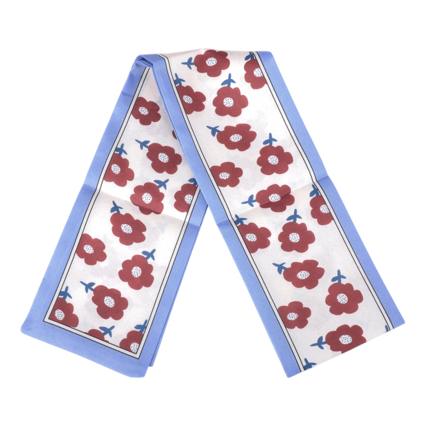 Floral Satin Headband for Women Neckerchief, Blue Red 1 Pc