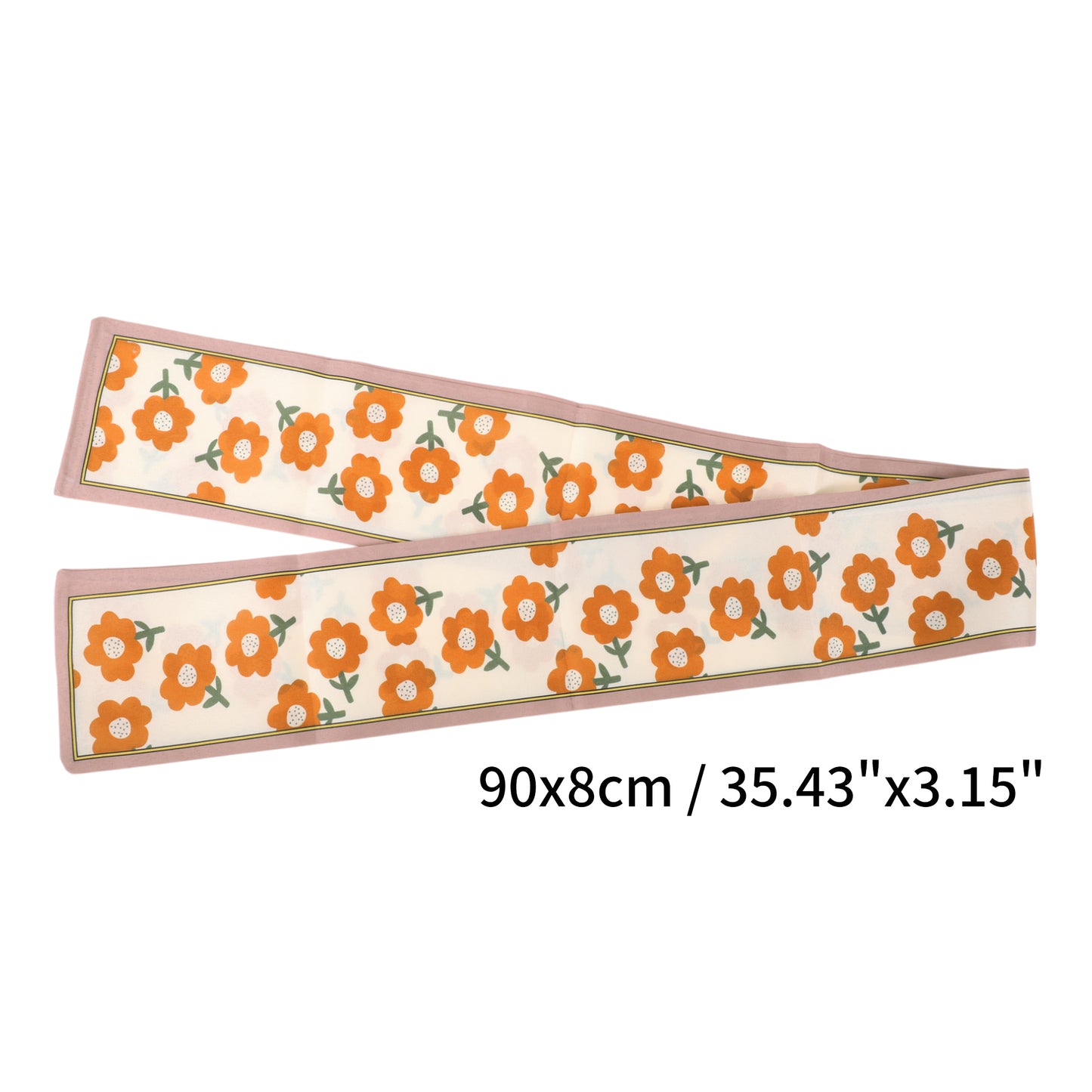 Floral Satin Headband for Women Neckerchief, Coffee Color Orange 1 Pc