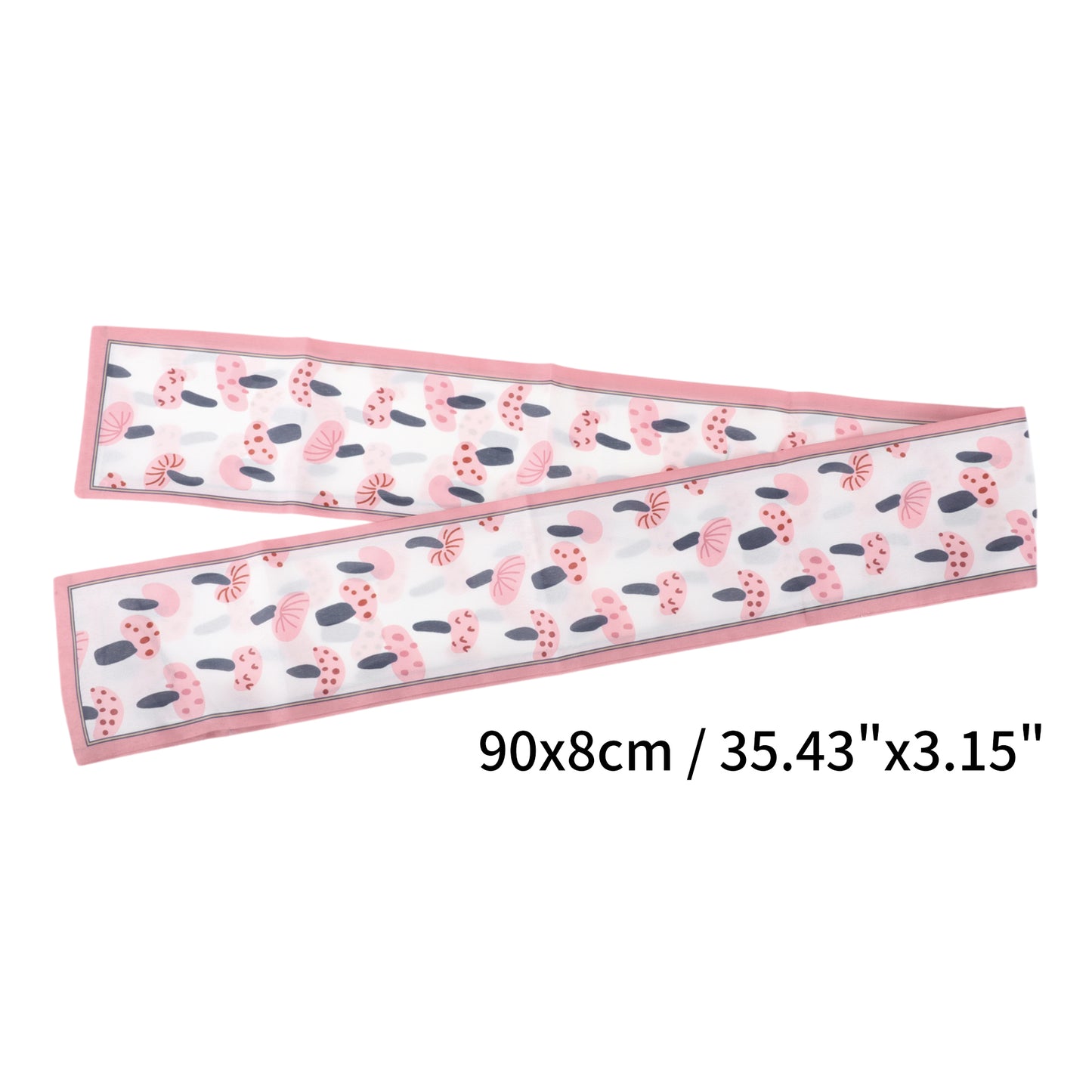 Mushrooms Satin Headband for Women Neckerchief Beige Pink 1 Pc