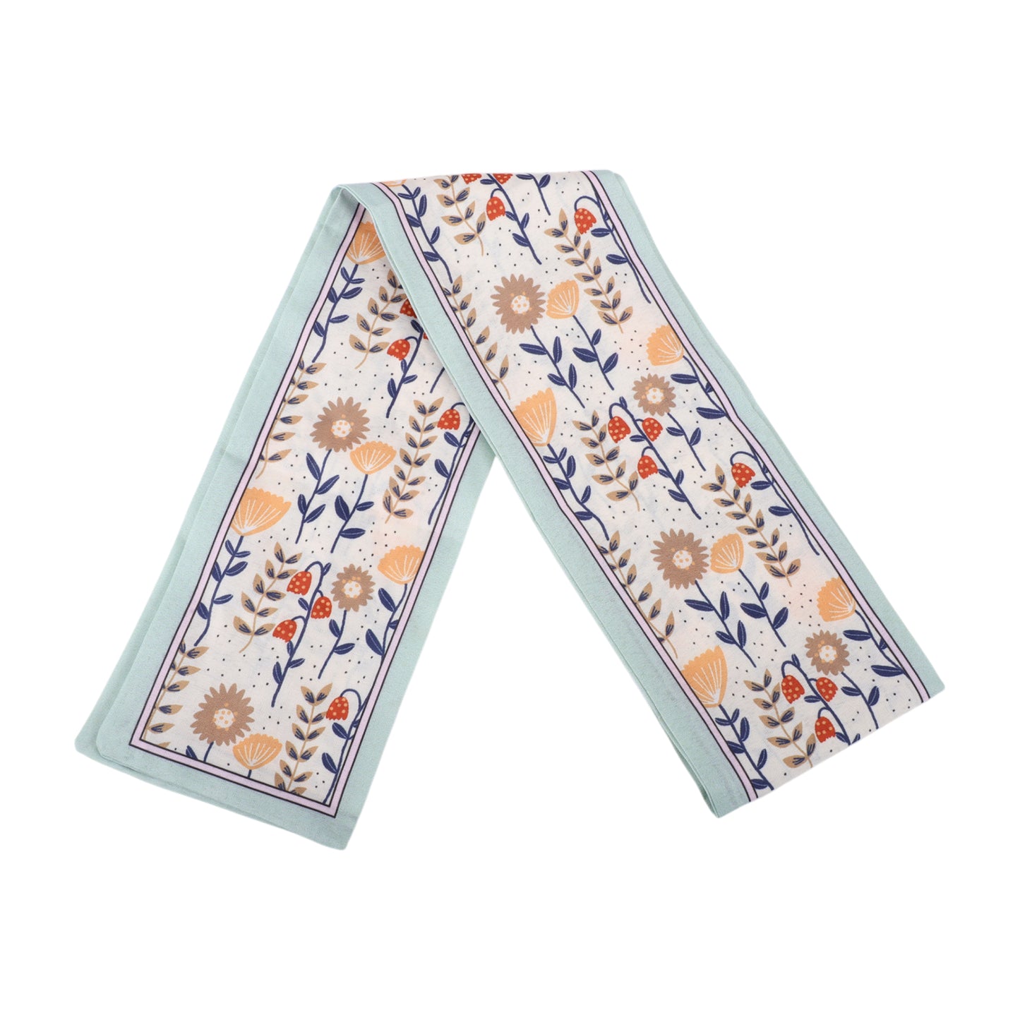 Sunflowers Satin Headband for Women Blue Beige 1 Pc