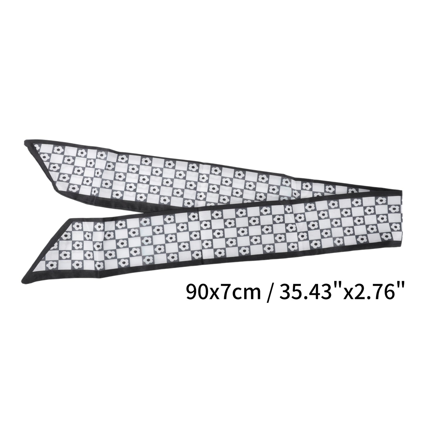 Diadema de satén vintage con bonito patrón para mujer, color blanco y negro, 1 unidad