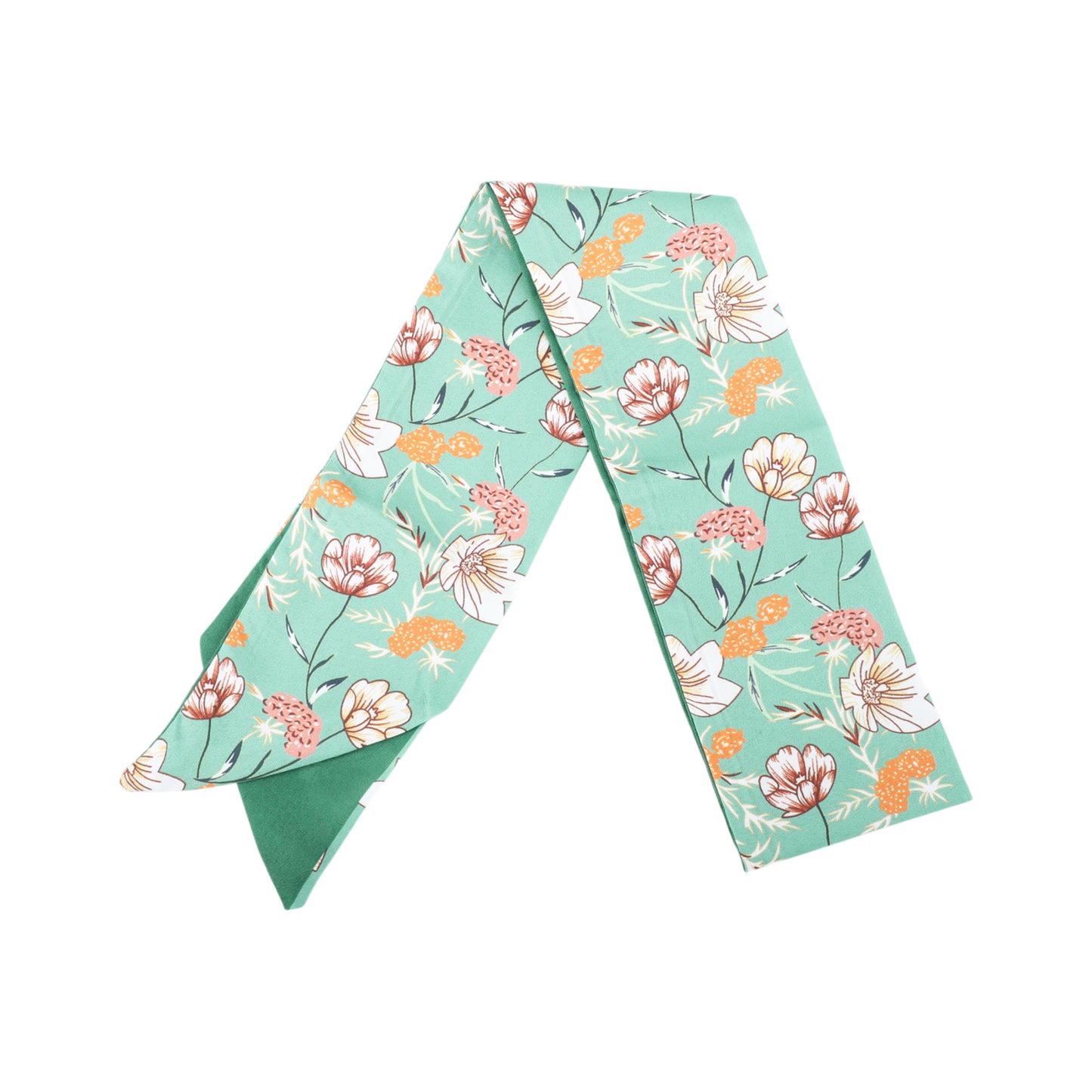 Flower Print Satin Self-tie Headband for Women Green 1 Pc