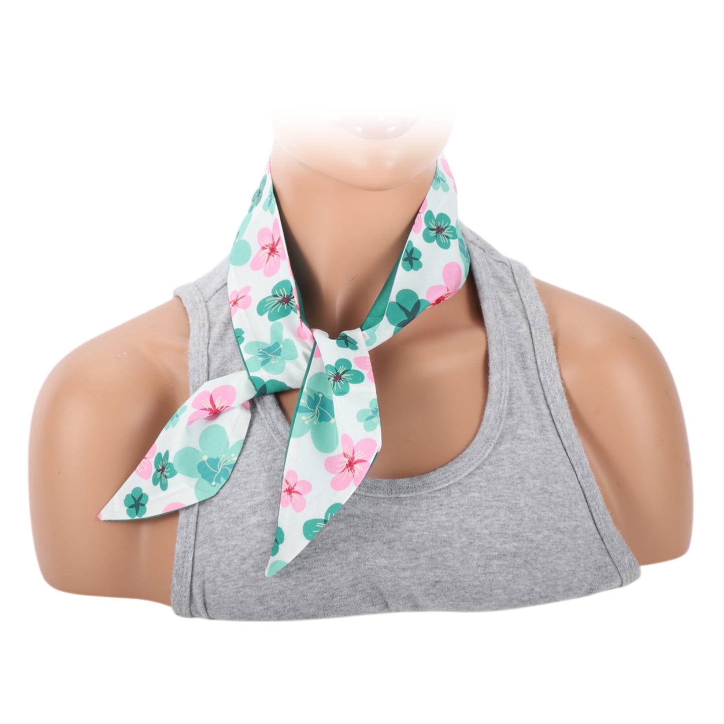Flower Print Satin Self-tie Headband for Women Pink Green 1 Pc