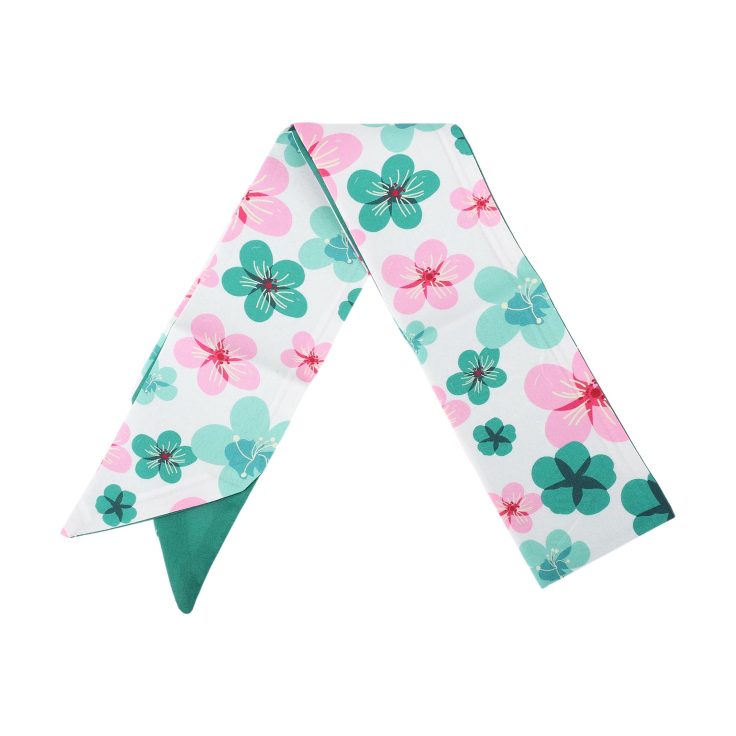 Flower Print Satin Self-tie Headband for Women Pink Green 1 Pc