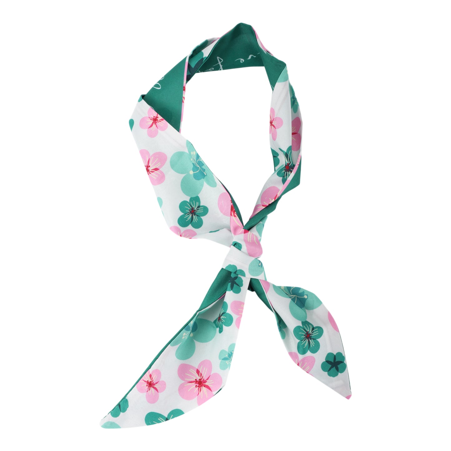 Flower Print Satin Self-tie Headband for Women Pink Green 1 Pc