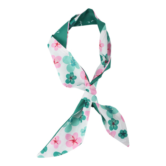 Flower Print Satin Self-tie Headband for Women Pink Green 1 Pc