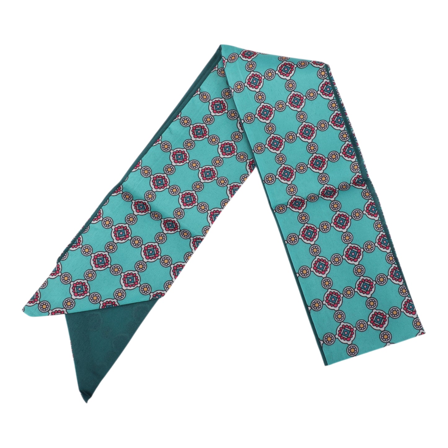 Diadema de satén con estampado de flores para mujer, color verde oscuro, 1 unidad