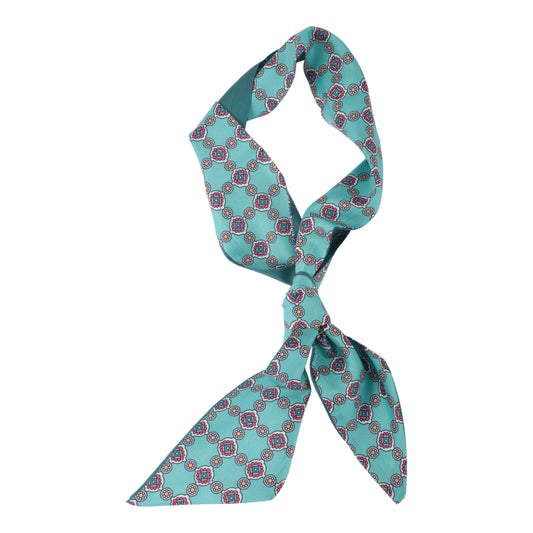 Flower Print Satin Self-tie Headband for Women Dark Green 1 Pc