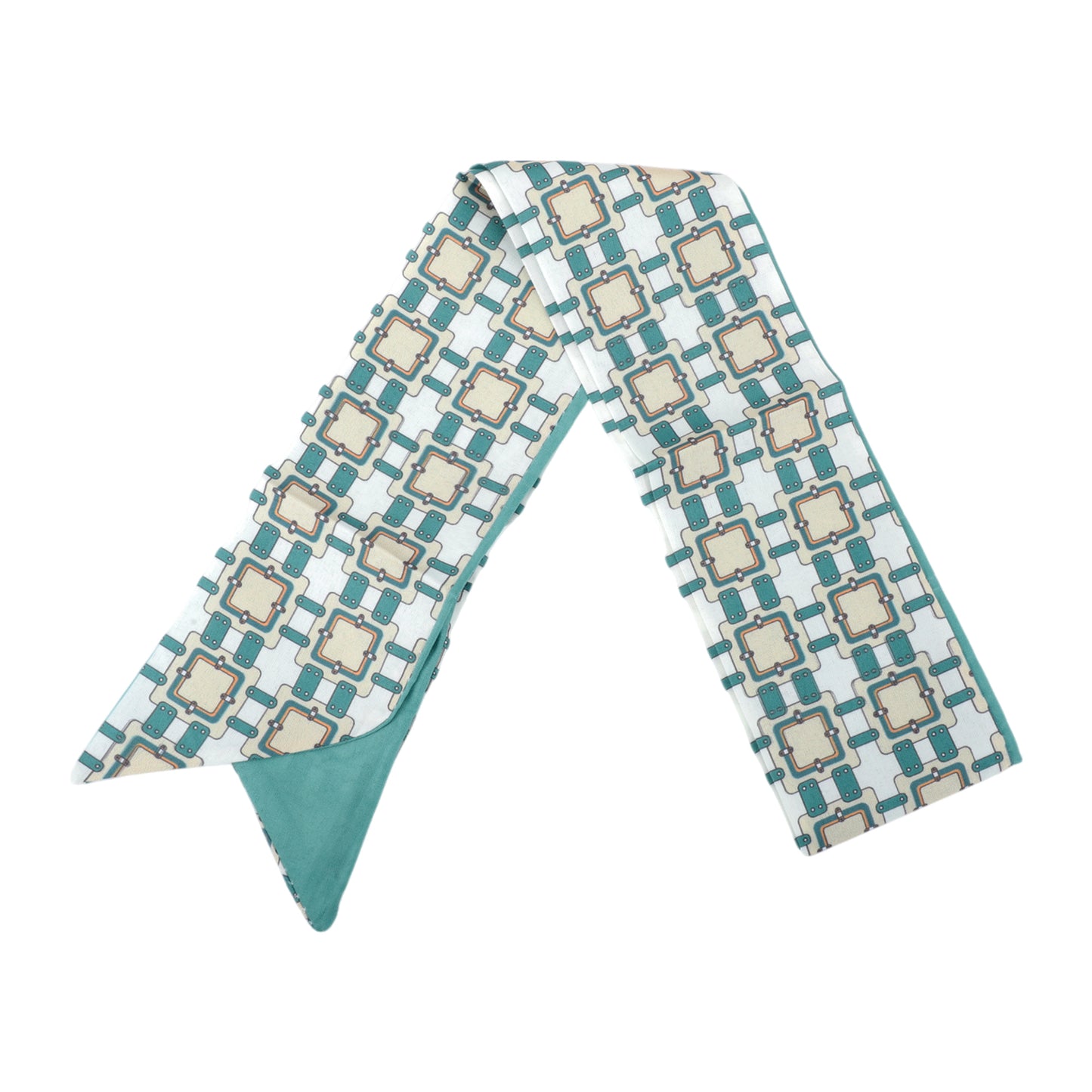 Flower Print Satin Self-tie Headband for Women White Green 1 Pc