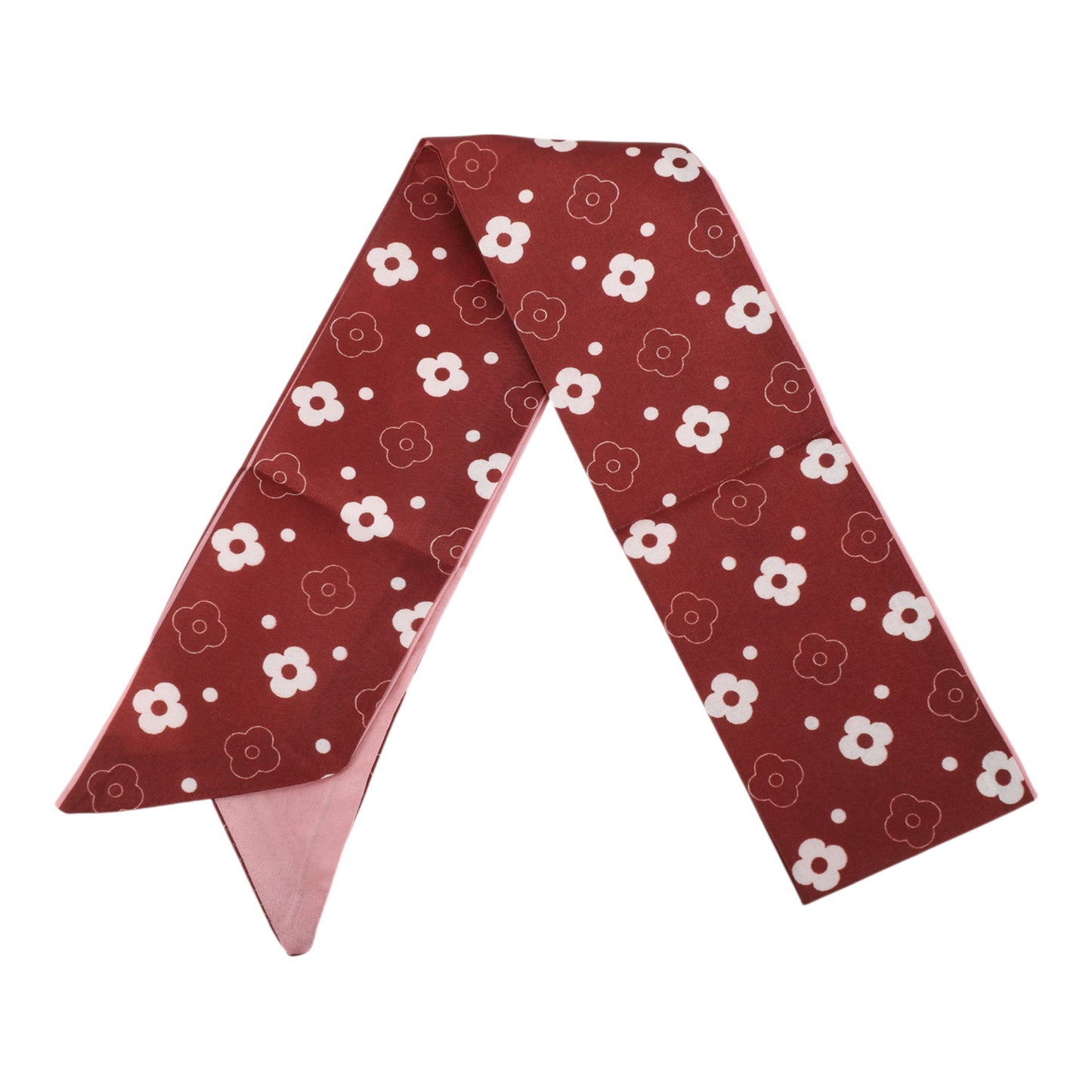 Flower Print Satin Self-tie Headband for Women Pink Red 1 Pc