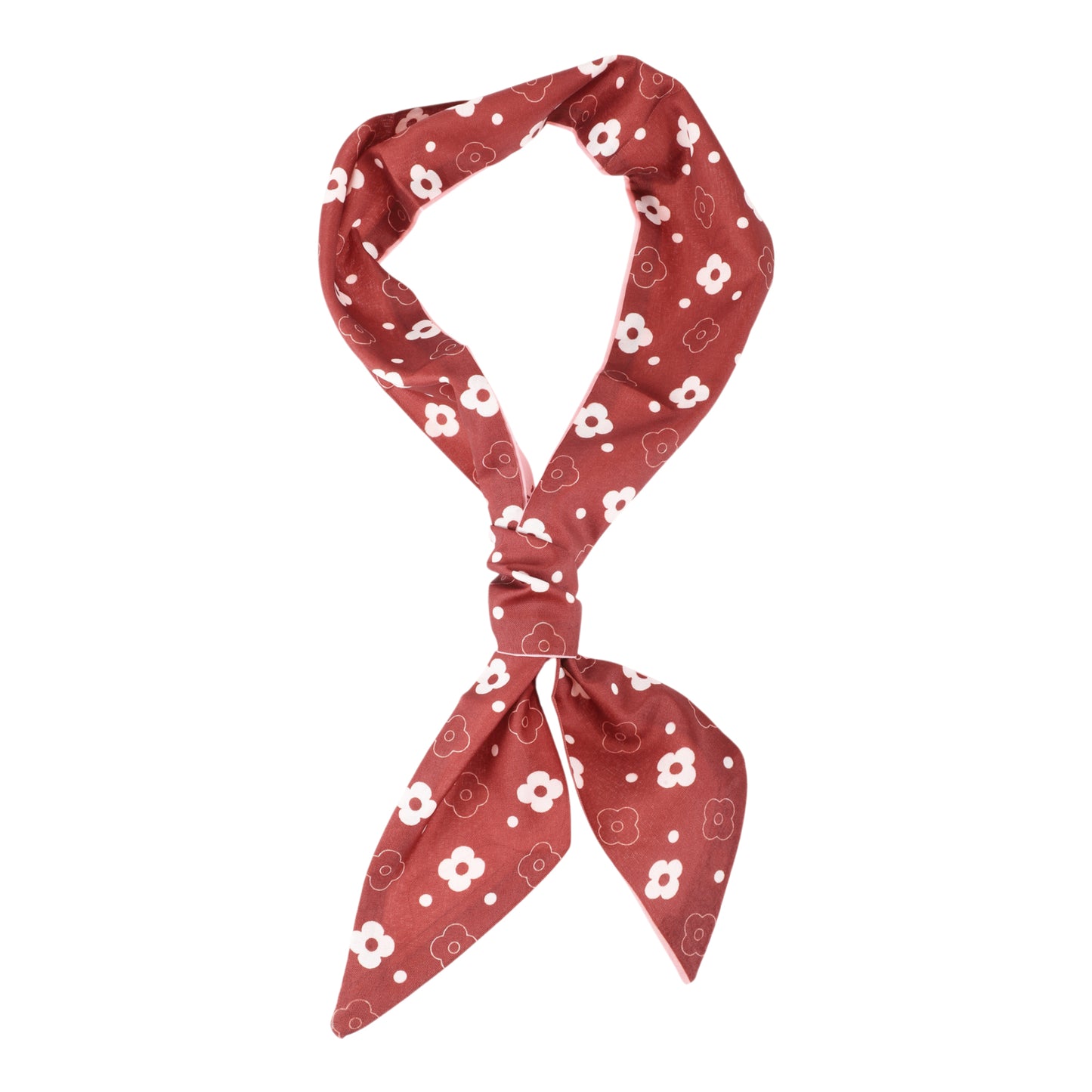Flower Print Satin Self-tie Headband for Women Pink Red 1 Pc