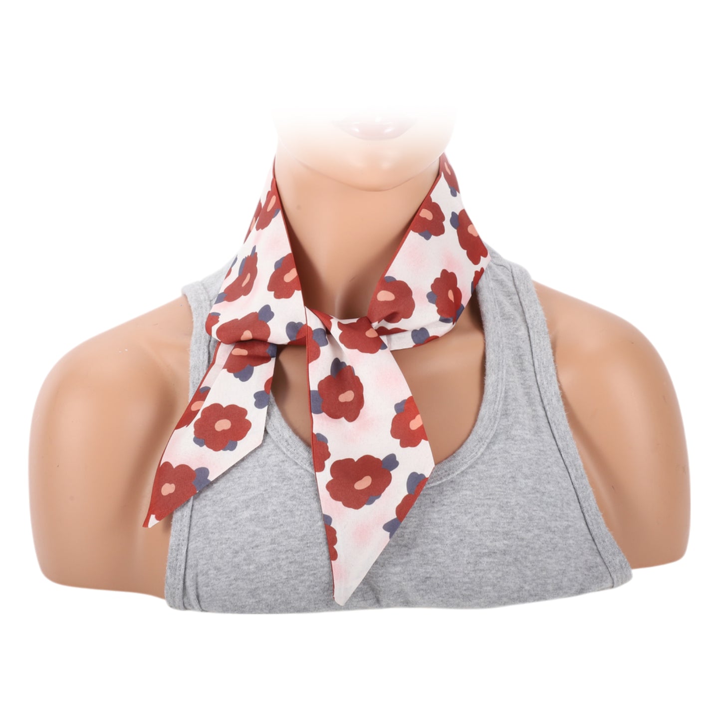 Diadema de satén con estampado de flores para mujer, color beige y rojo, 1 unidad