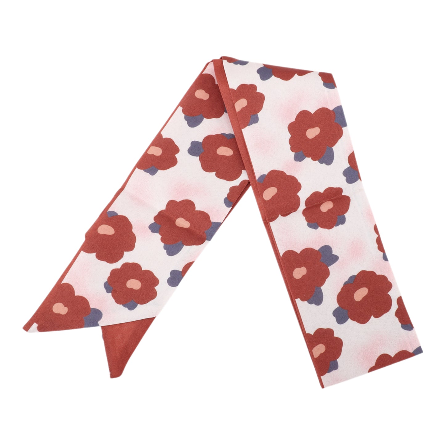 Diadema de satén con estampado de flores para mujer, color beige y rojo, 1 unidad