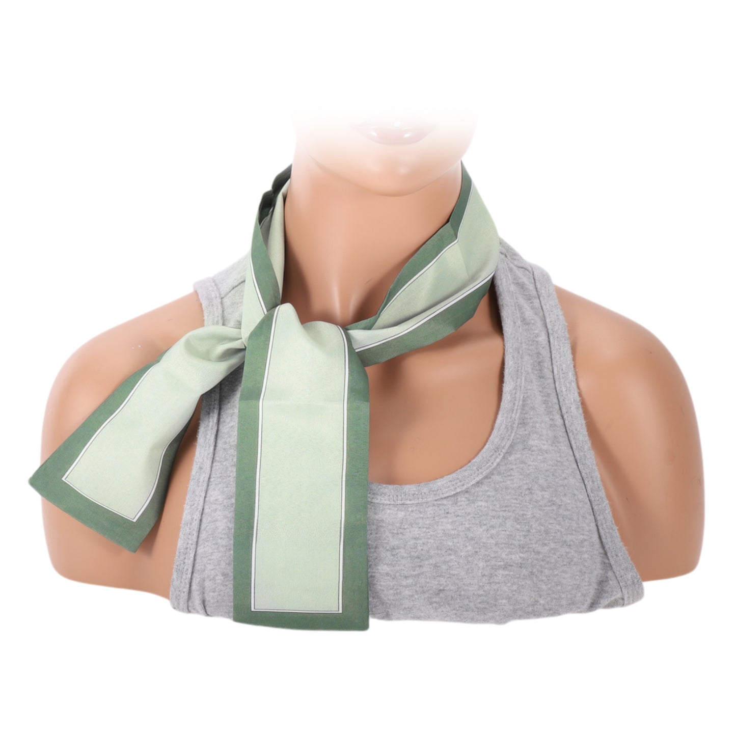 Pañuelo para el cuello con banda de contraste y bloques de color para mujer, verde, 1 unidad