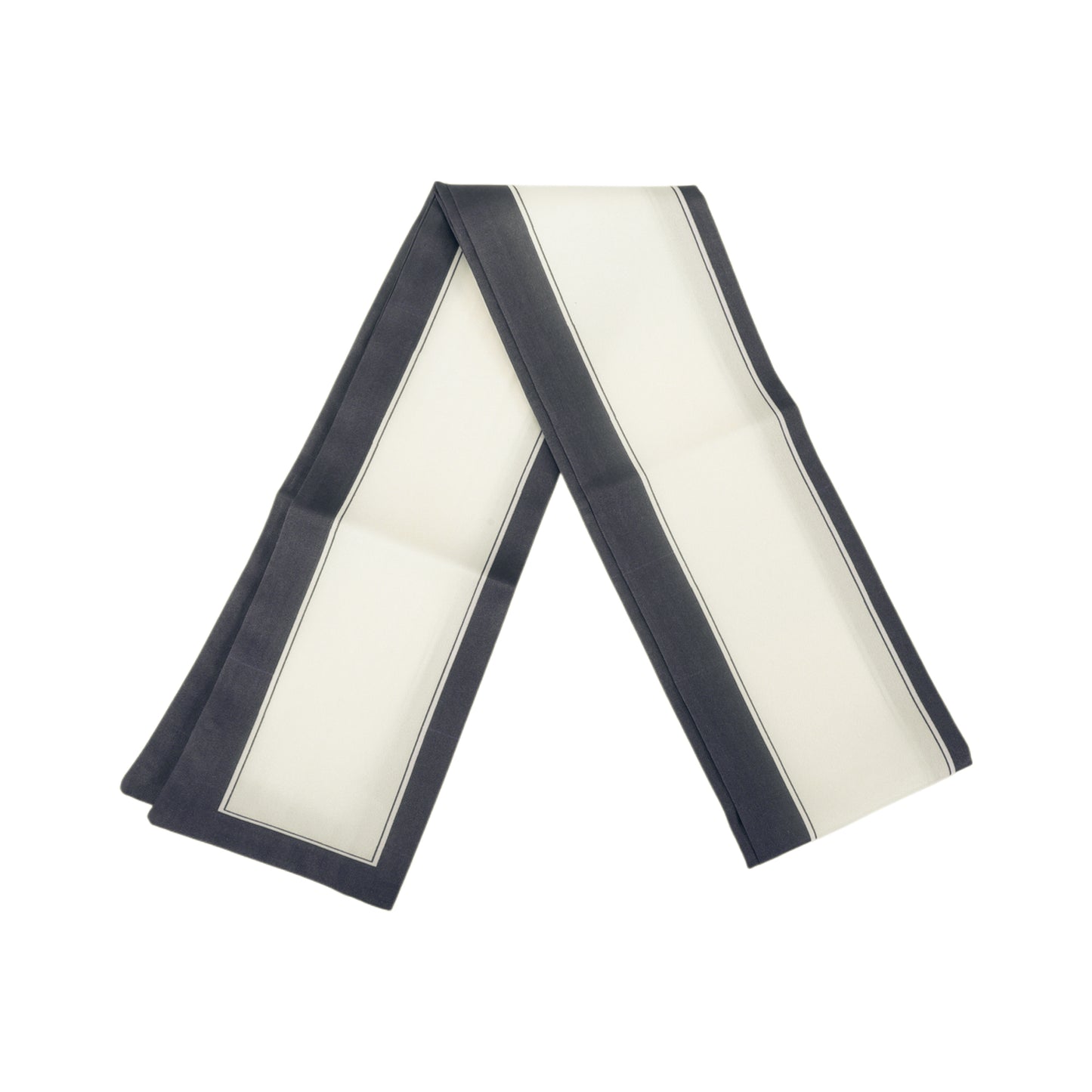 Pañuelo para el cuello con bloques de color y ribete en contraste para mujer, color blanco y negro, 1 unidad