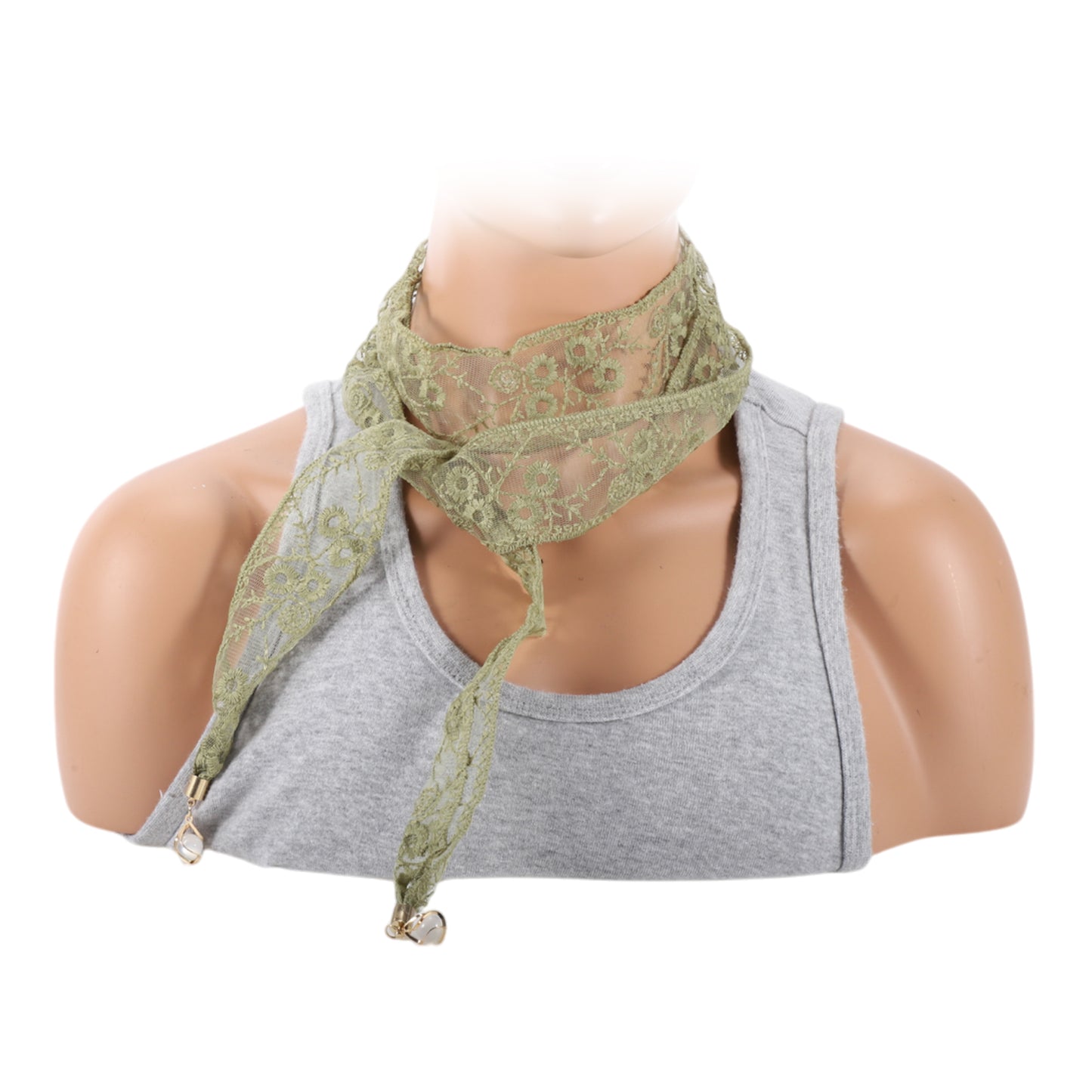 Pendants Decor Lace Embroidery Self-tie Headband for Women Green 1 Pc