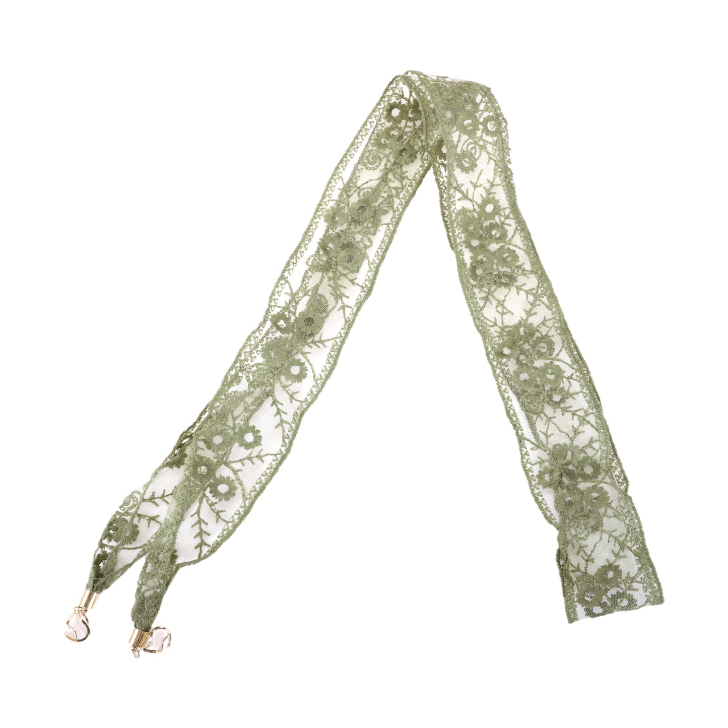 Pendants Decor Lace Embroidery Self-tie Headband for Women Green 1 Pc