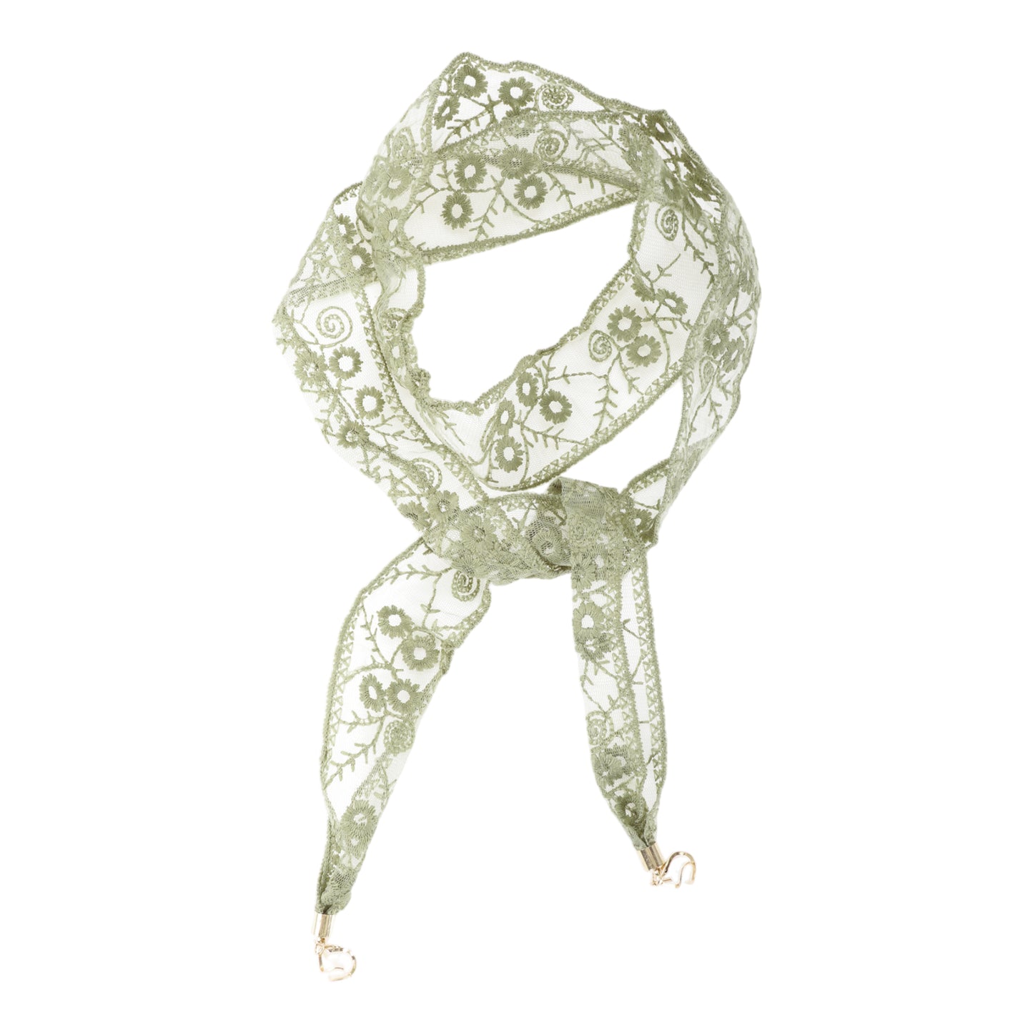 Pendants Decor Lace Embroidery Self-tie Headband for Women Green 1 Pc