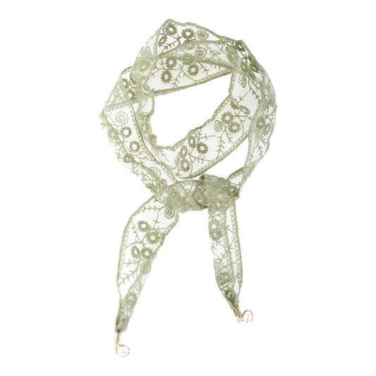 Pendants Decor Lace Embroidery Self-tie Headband for Women Green 1 Pc