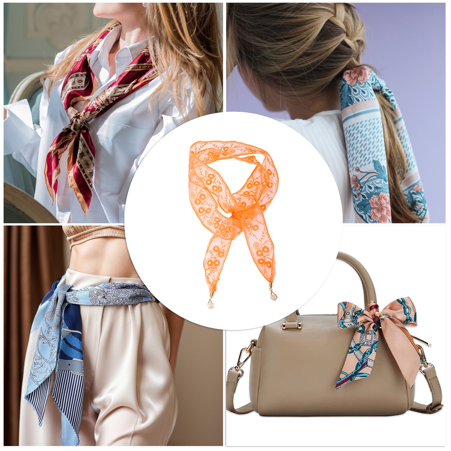 Diadema con adornos de encaje bordado para mujer, color naranja, 1 unidad