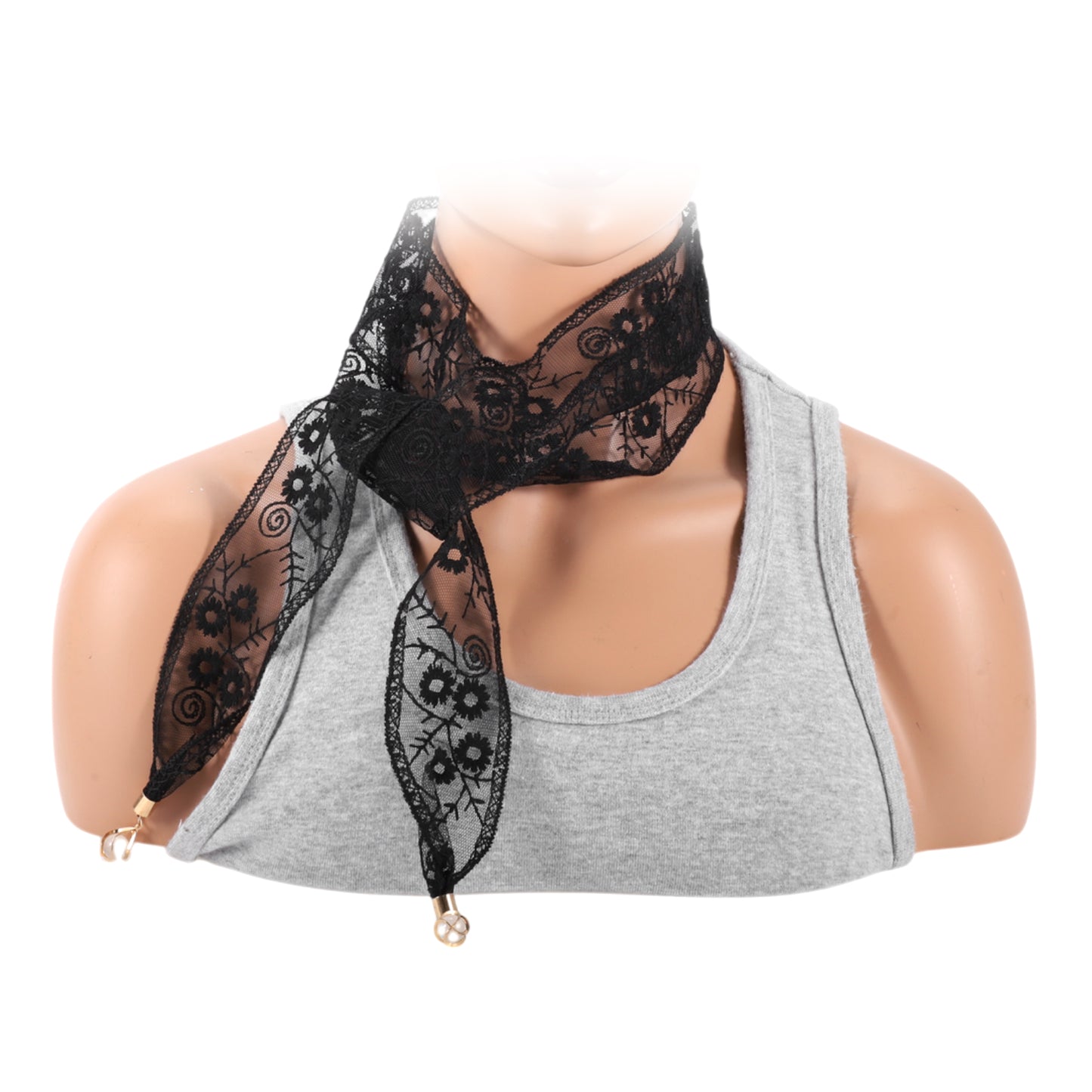 Diadema con adornos de encaje bordado para mujer, color negro, 1 unidad