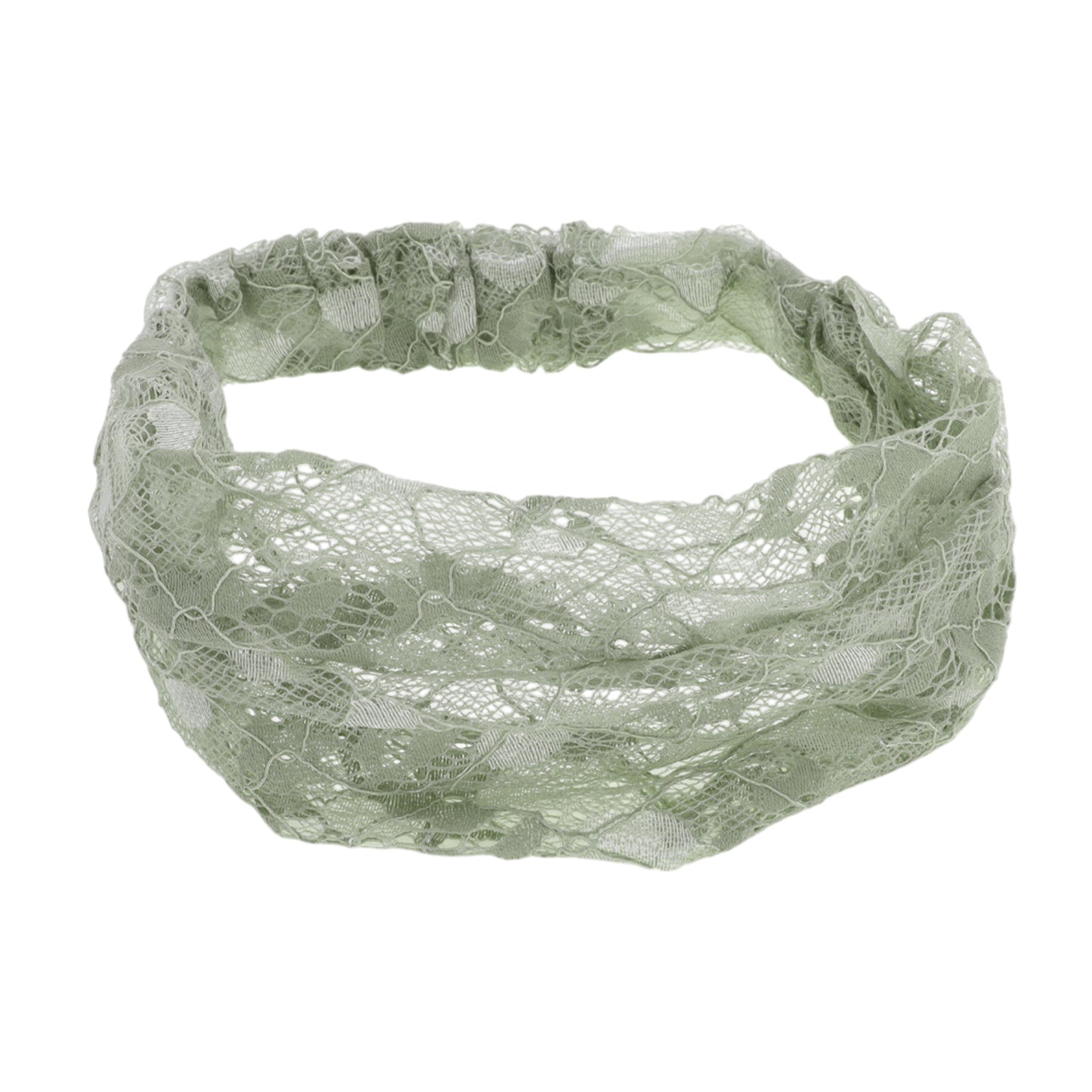 Diadema ancha de encaje floral para mujer, color verde claro, 1 unidad