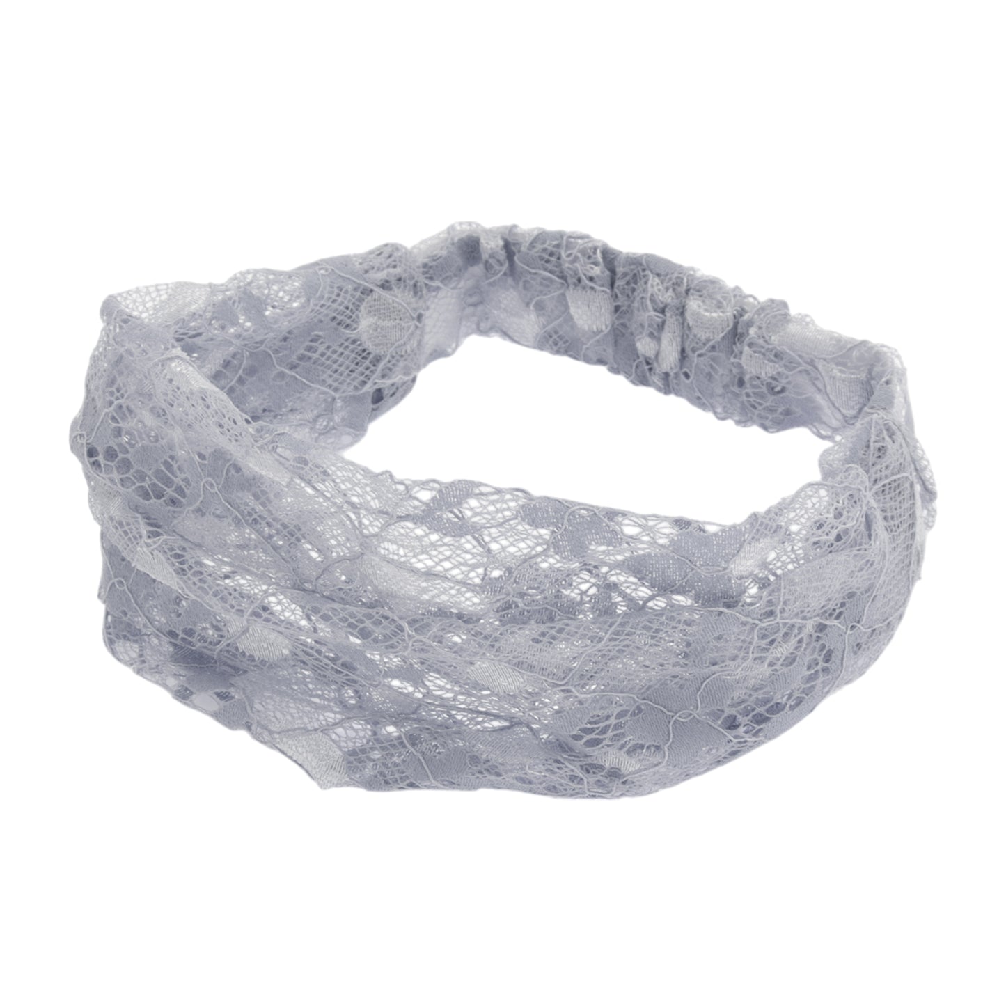 Diadema ancha de encaje floral para mujer azul grisáceo 1 pieza