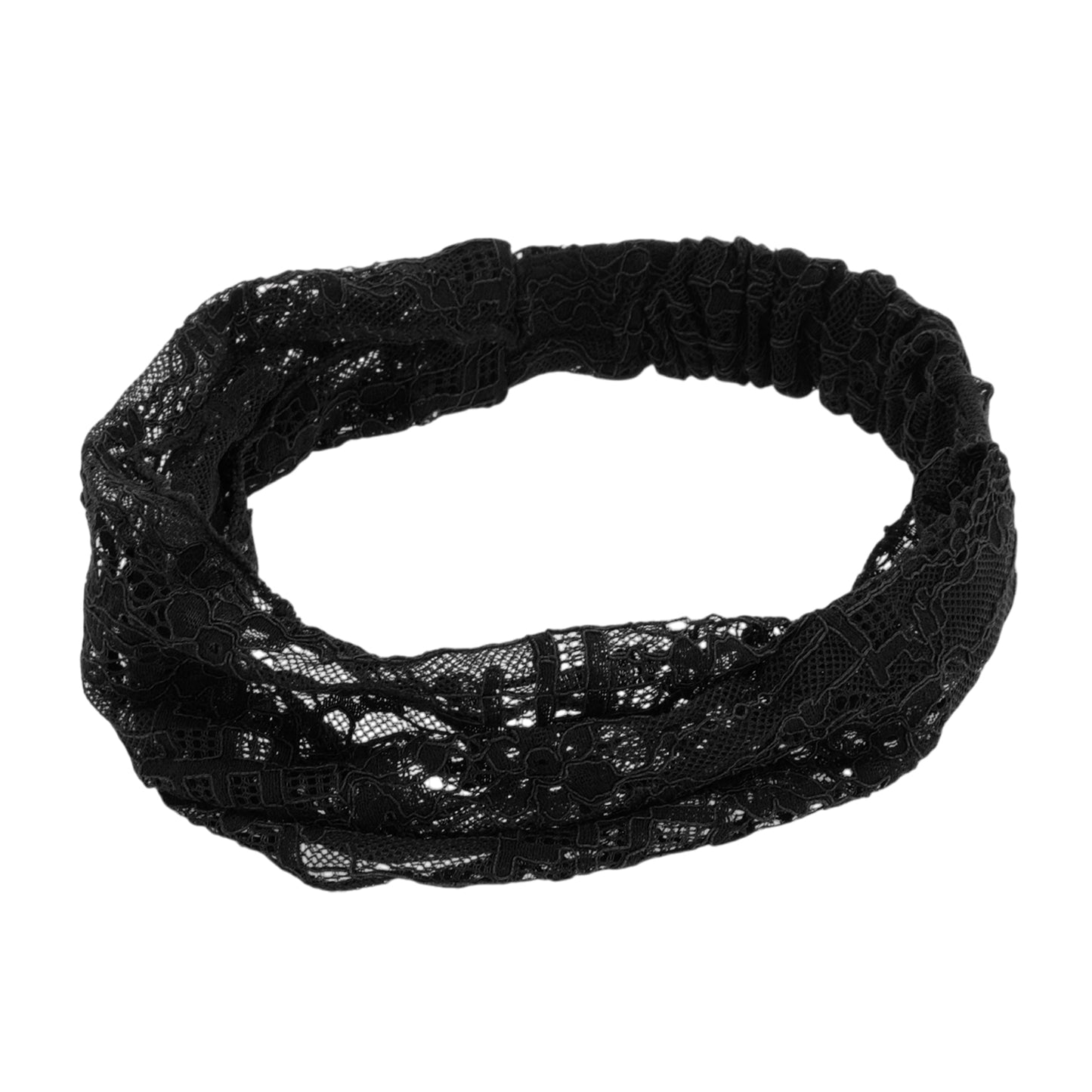 Diadema ancha de encaje transpirable para mujer, color negro, 1 unidad