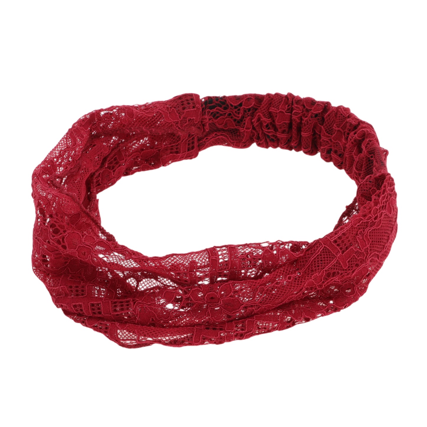 Breathable Lace Wide Headband for Women Wine Red 1 Pc