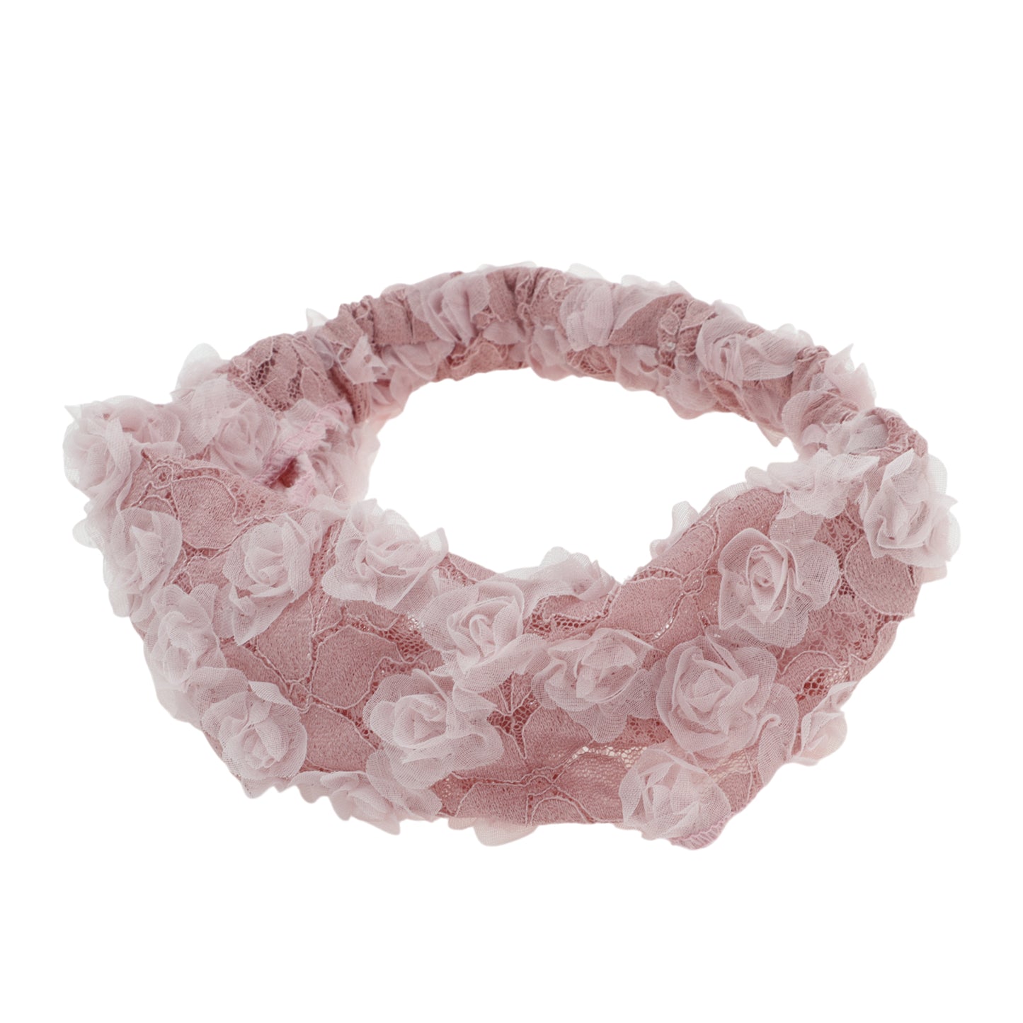 Mesh Flower Decor Lace Wide Headband for Women Pink 1 Pc