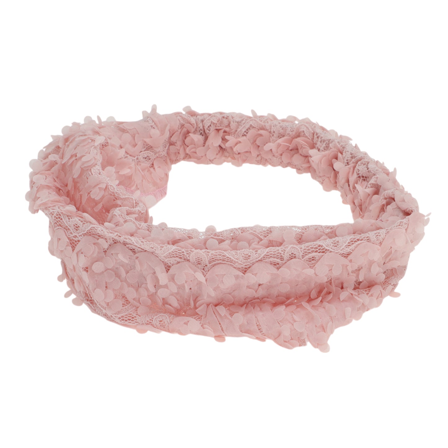 Three-dimensional Flower Lace Wide Headband for Women Pink 1 Pc