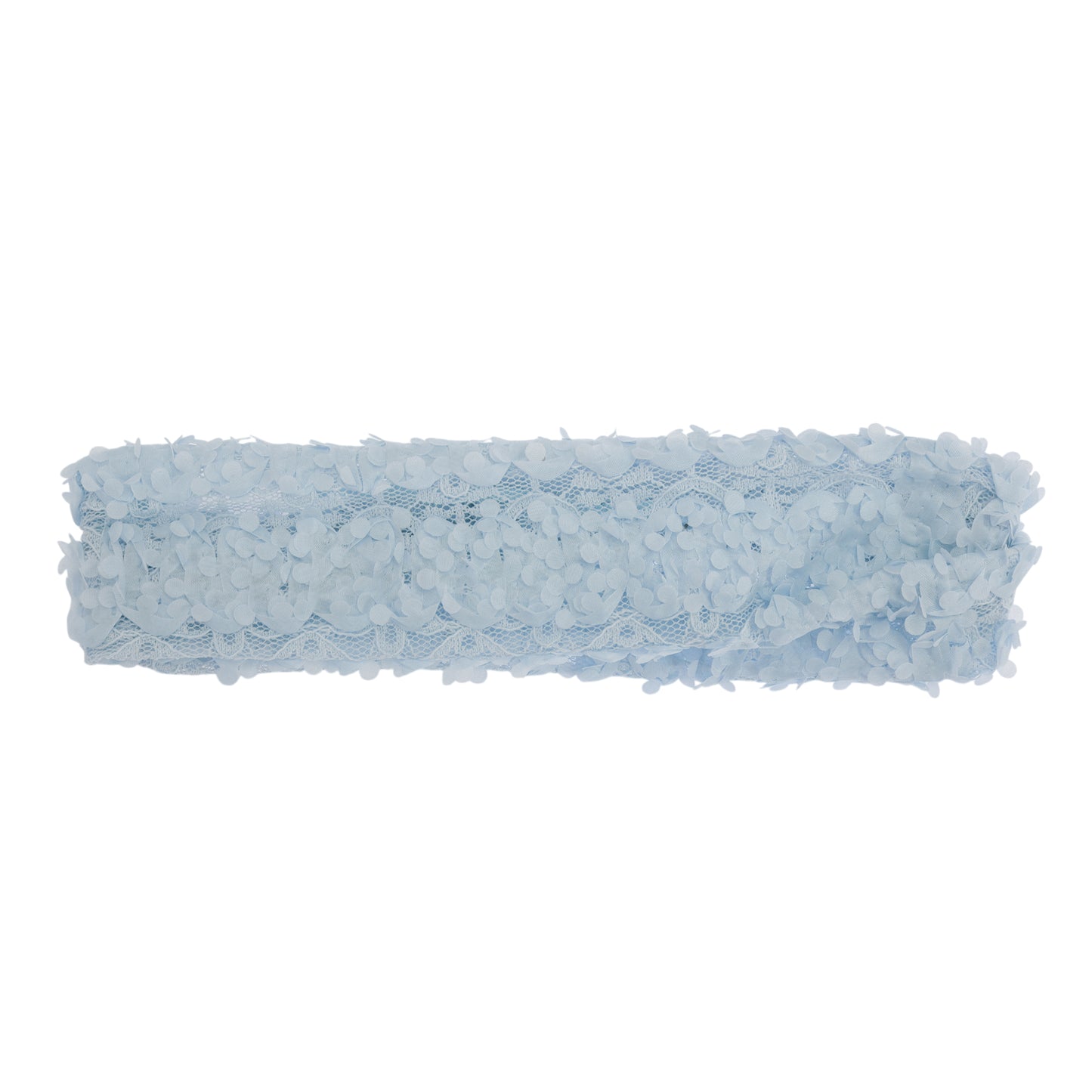 Diadema ancha de encaje floral tridimensional para mujer, color azul cielo, 1 unidad
