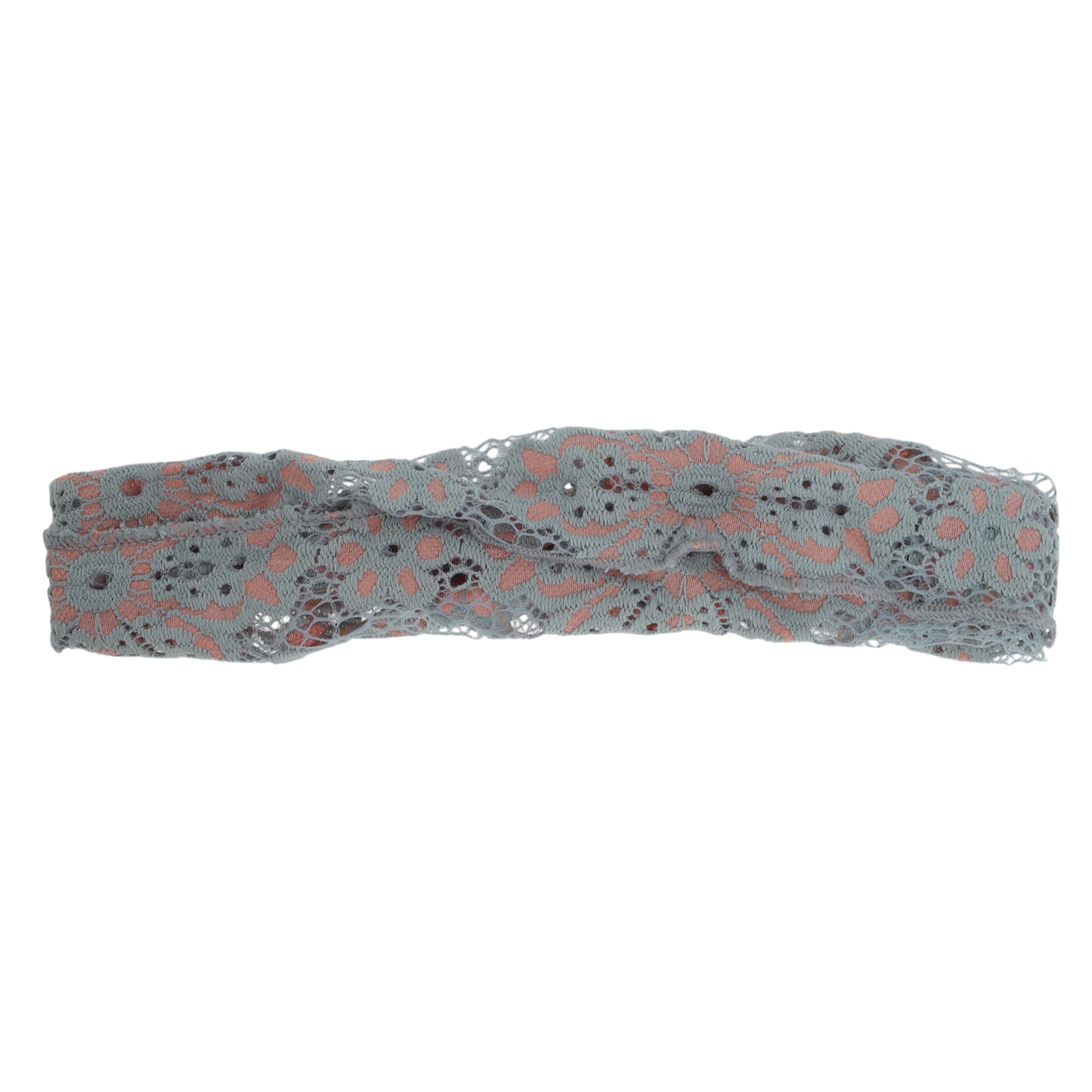Diadema ancha de encaje fino con flores para mujer, color gris y rosa, 1 unidad
