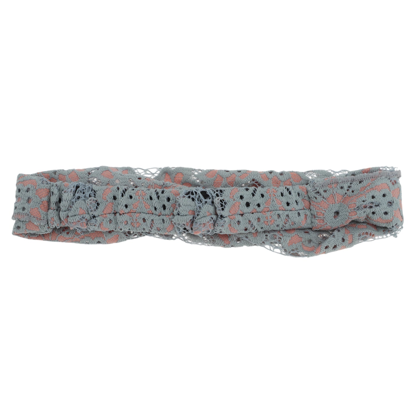 Diadema ancha de encaje fino con flores para mujer, color gris y rosa, 1 unidad