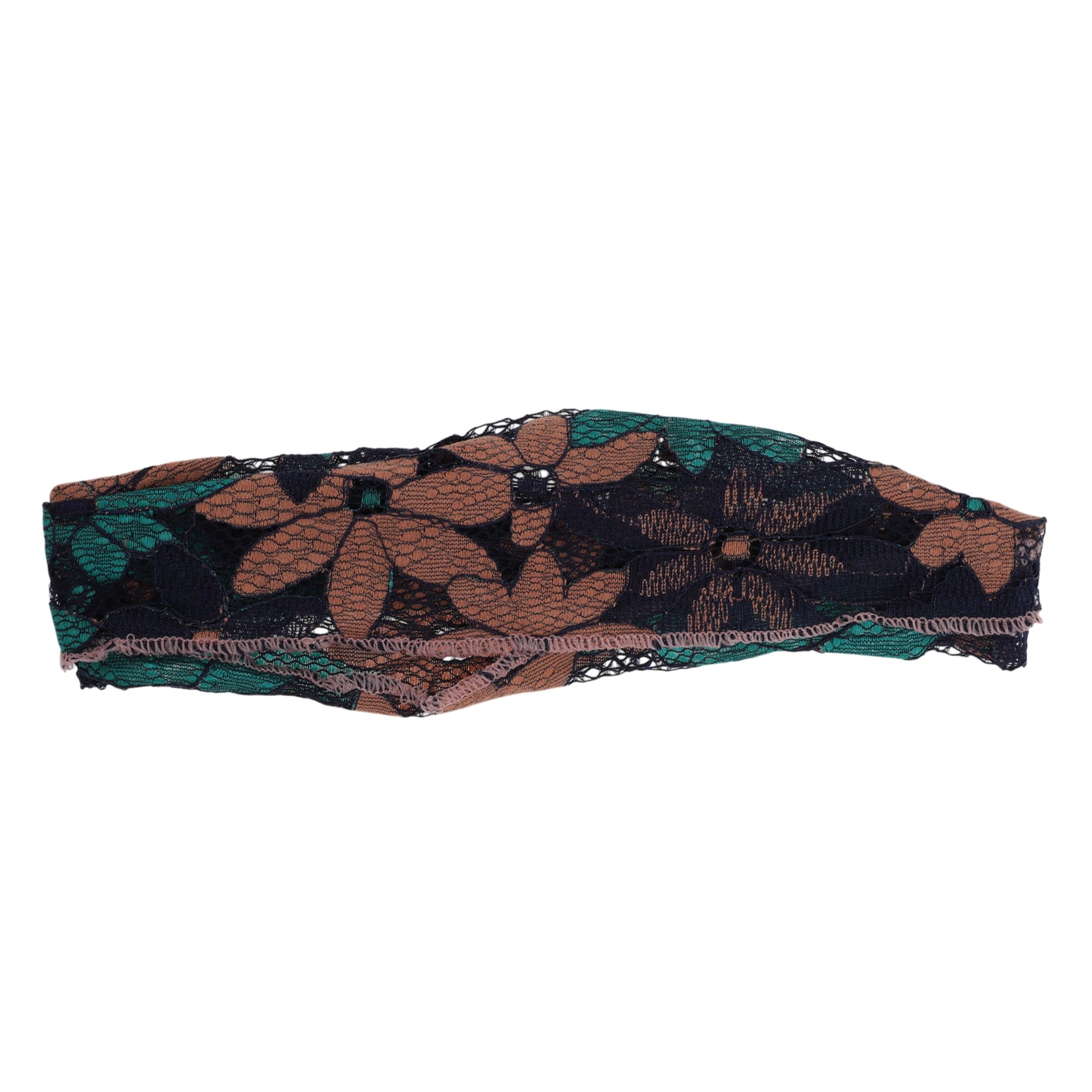 Flower Lace Wide Headband for Women Green Pink 1 Pc