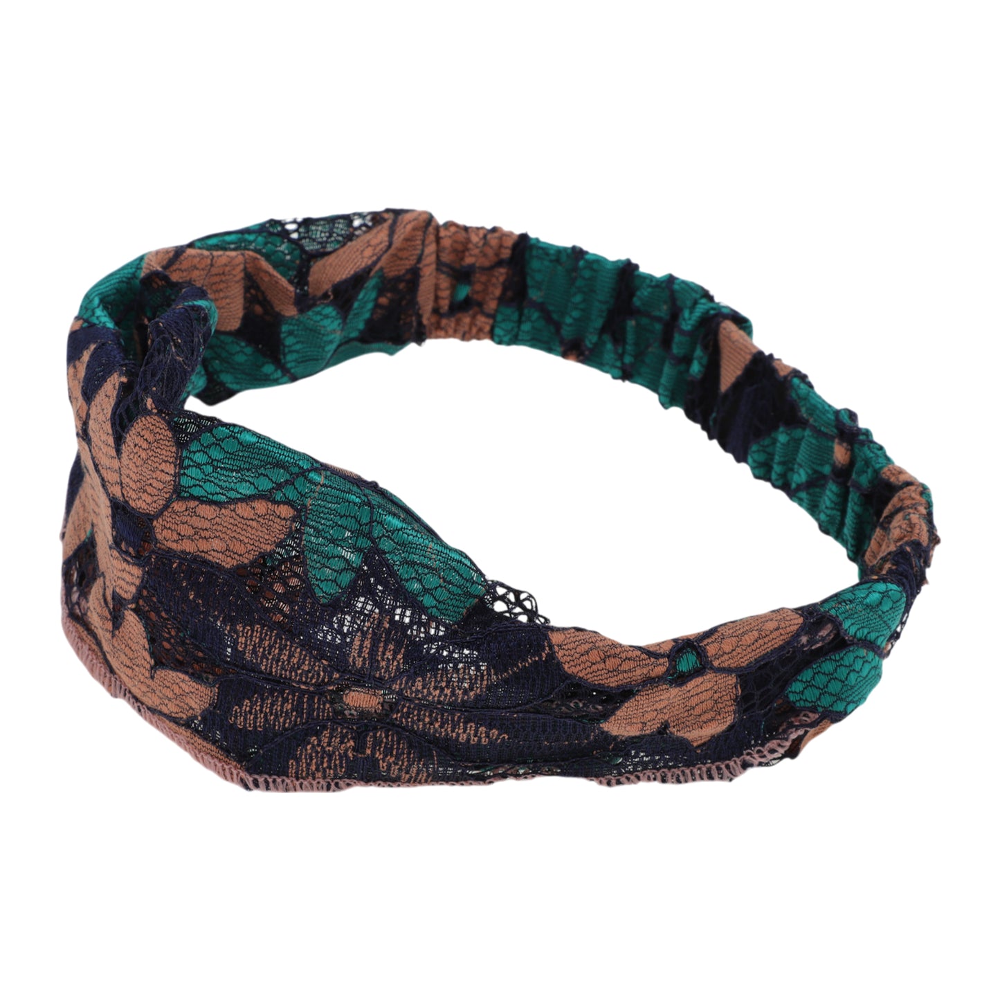 Flower Lace Wide Headband for Women Green Pink 1 Pc