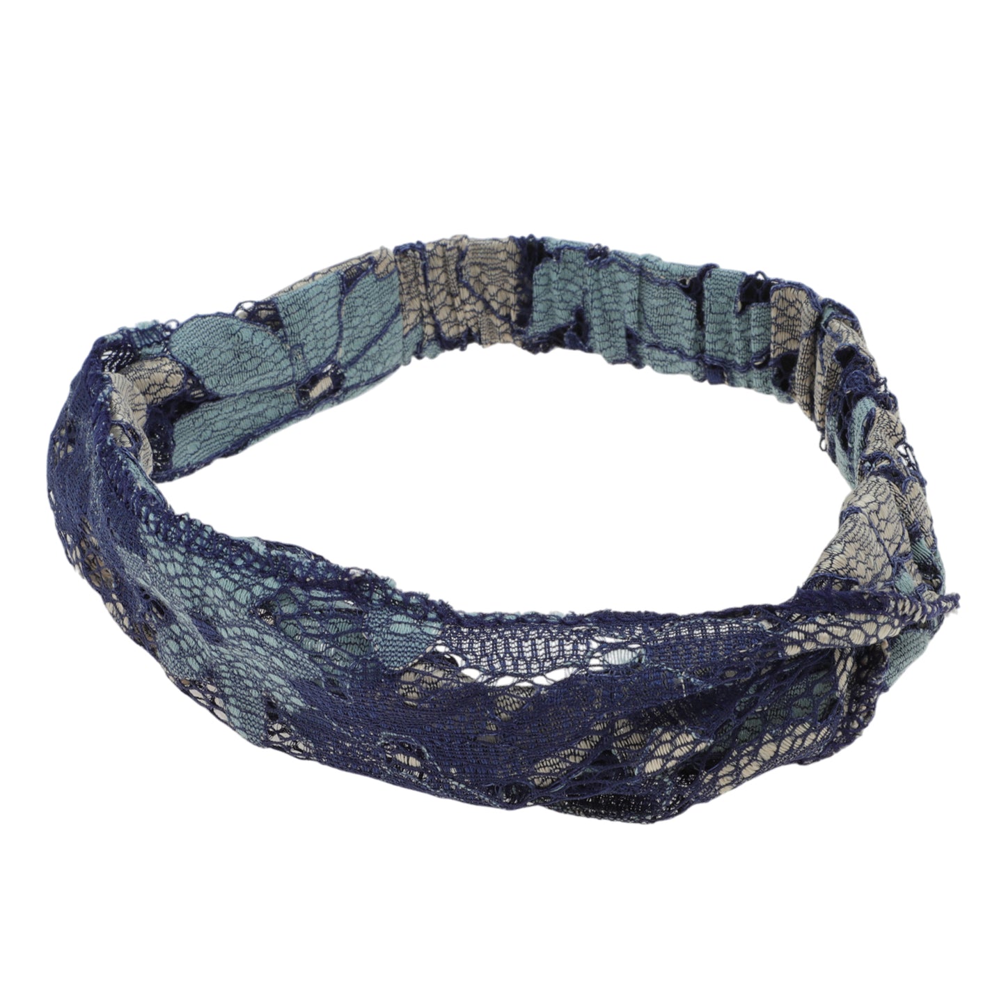 Flower Lace Wide Headband for Women Navy Blue 1 Pc