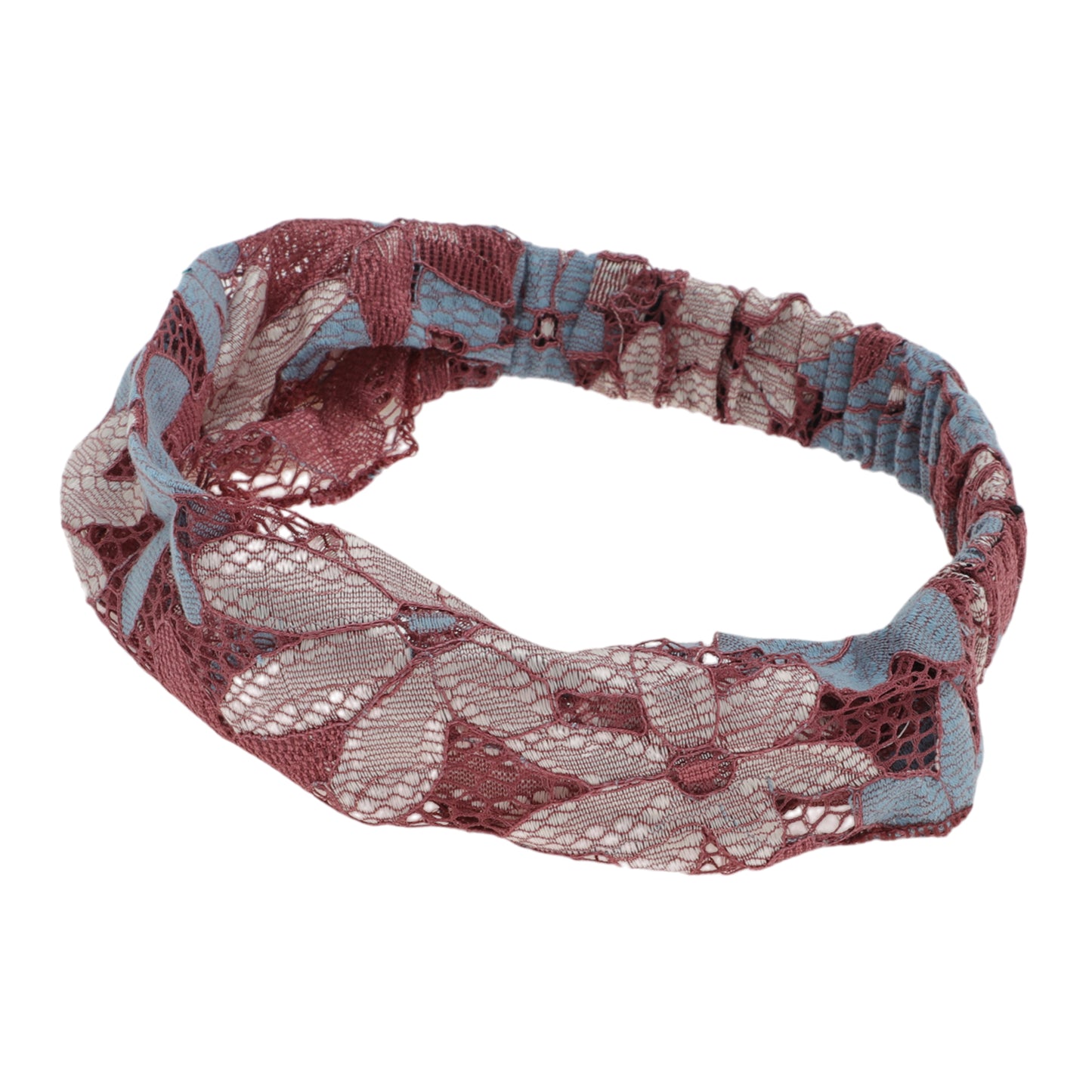 Diadema ancha de encaje con flores de ocho hojas para mujer, color morado y rosa, 1 unidad