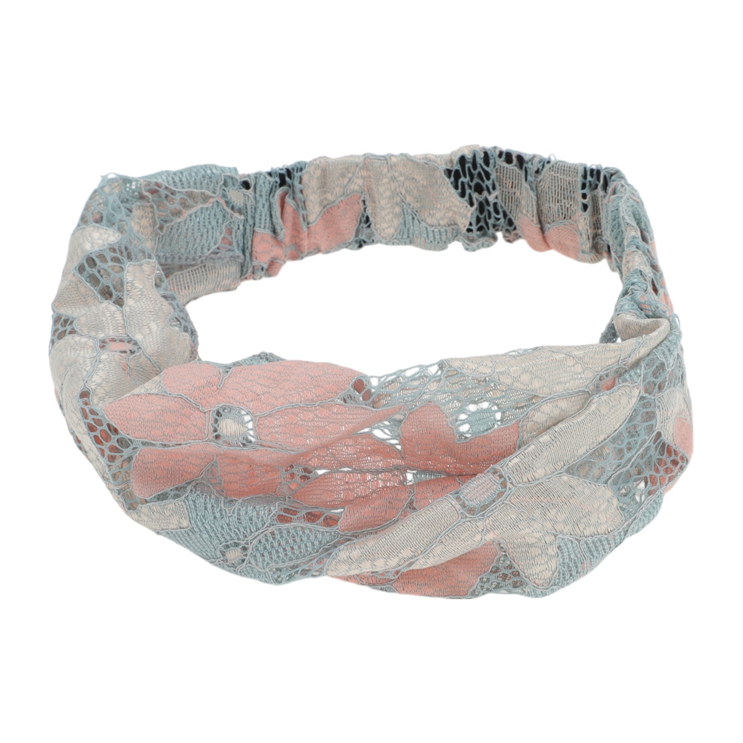 Eight-leaf Flower Lace Wide Headband for Women Beige 1 Pc