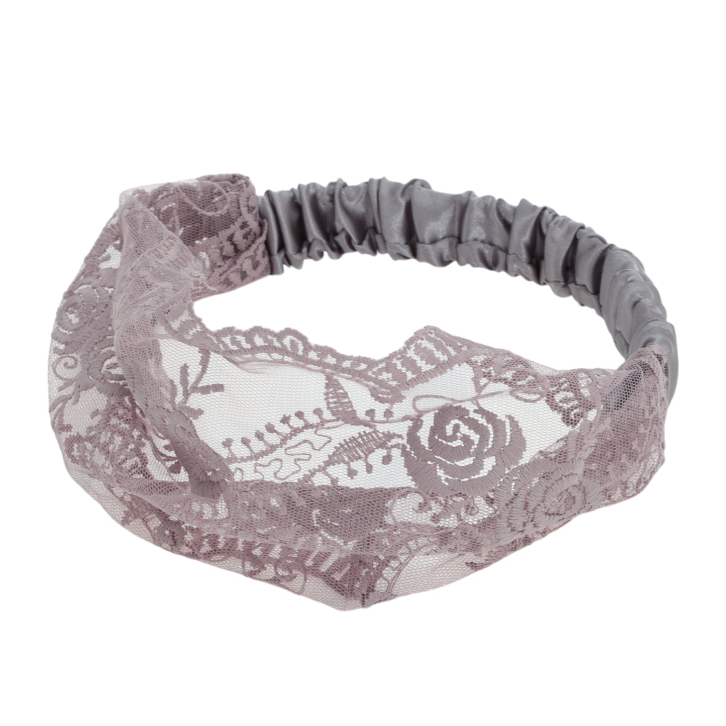 Diadema vintage de encaje rosa para mujer, color morado y gris, 1 unidad