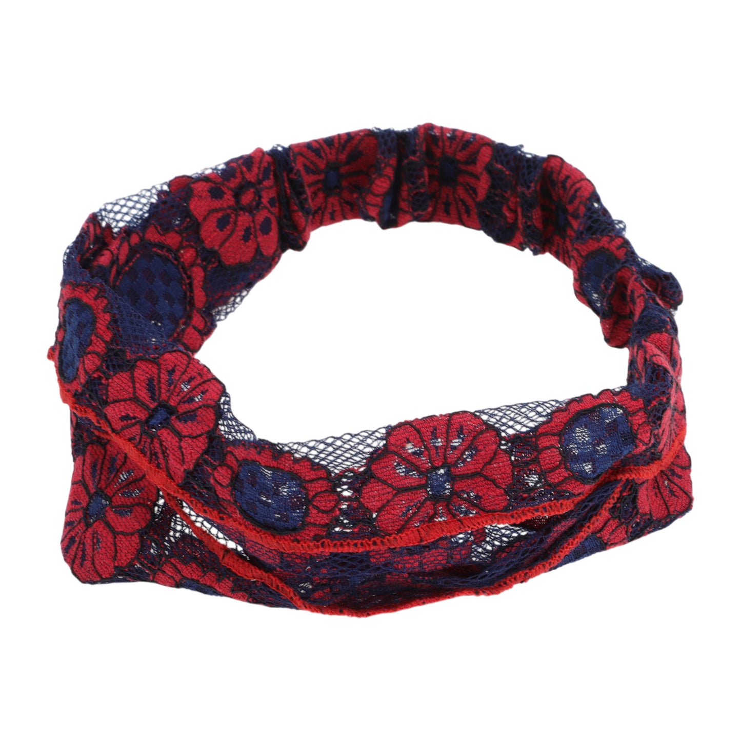 Diadema ancha de encaje ligero con diseño de girasol para mujer, color rojo vino, 1 unidad