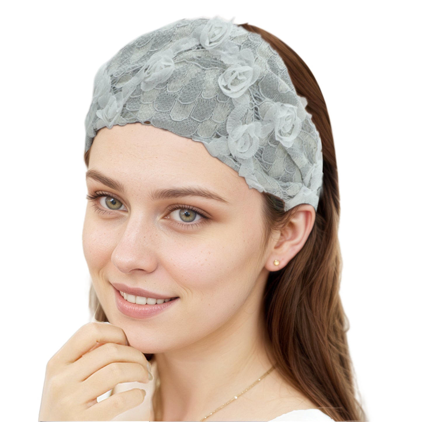 Floral Hollow-out Headband for Women Light Green 1 Pc