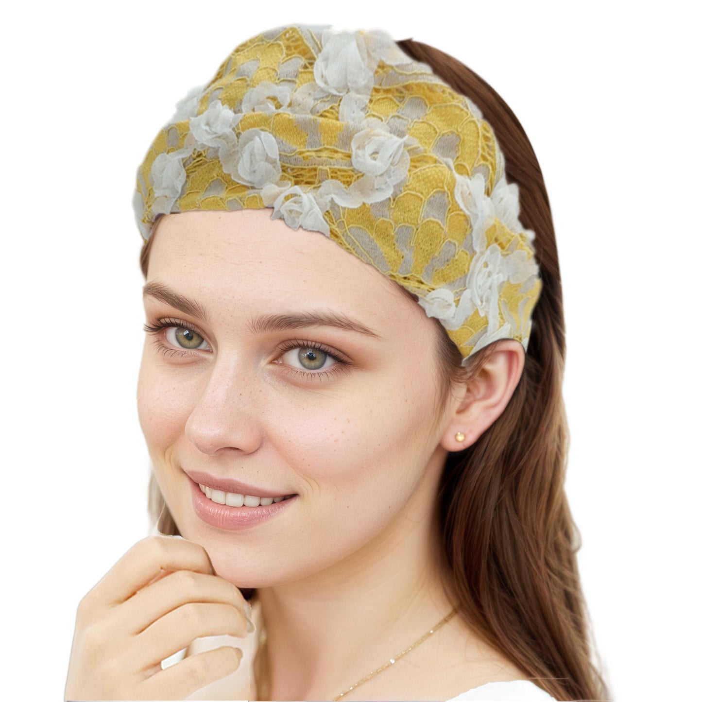 Floral Hollow-out Headband for Women Yellow 1 Pc