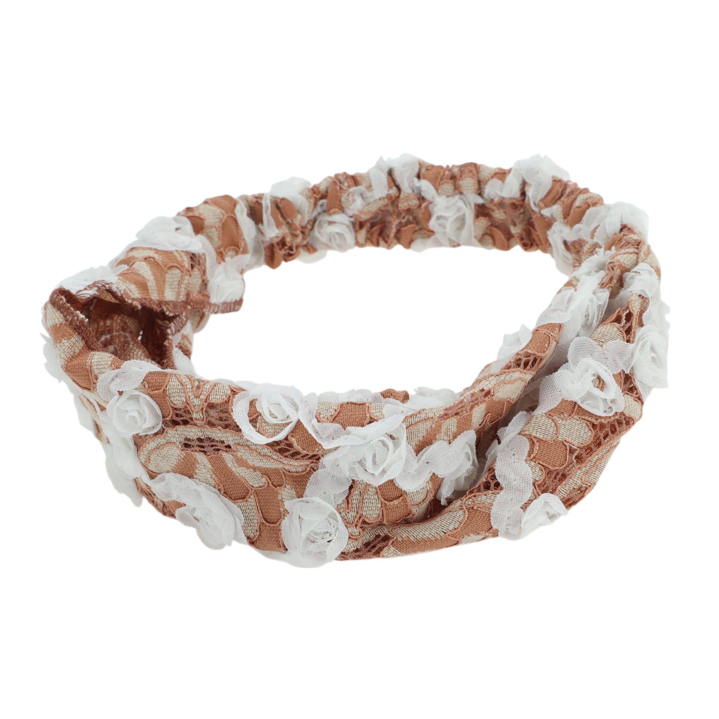 Floral Hollow-out Headband for Women Coffee Color 1 Pc