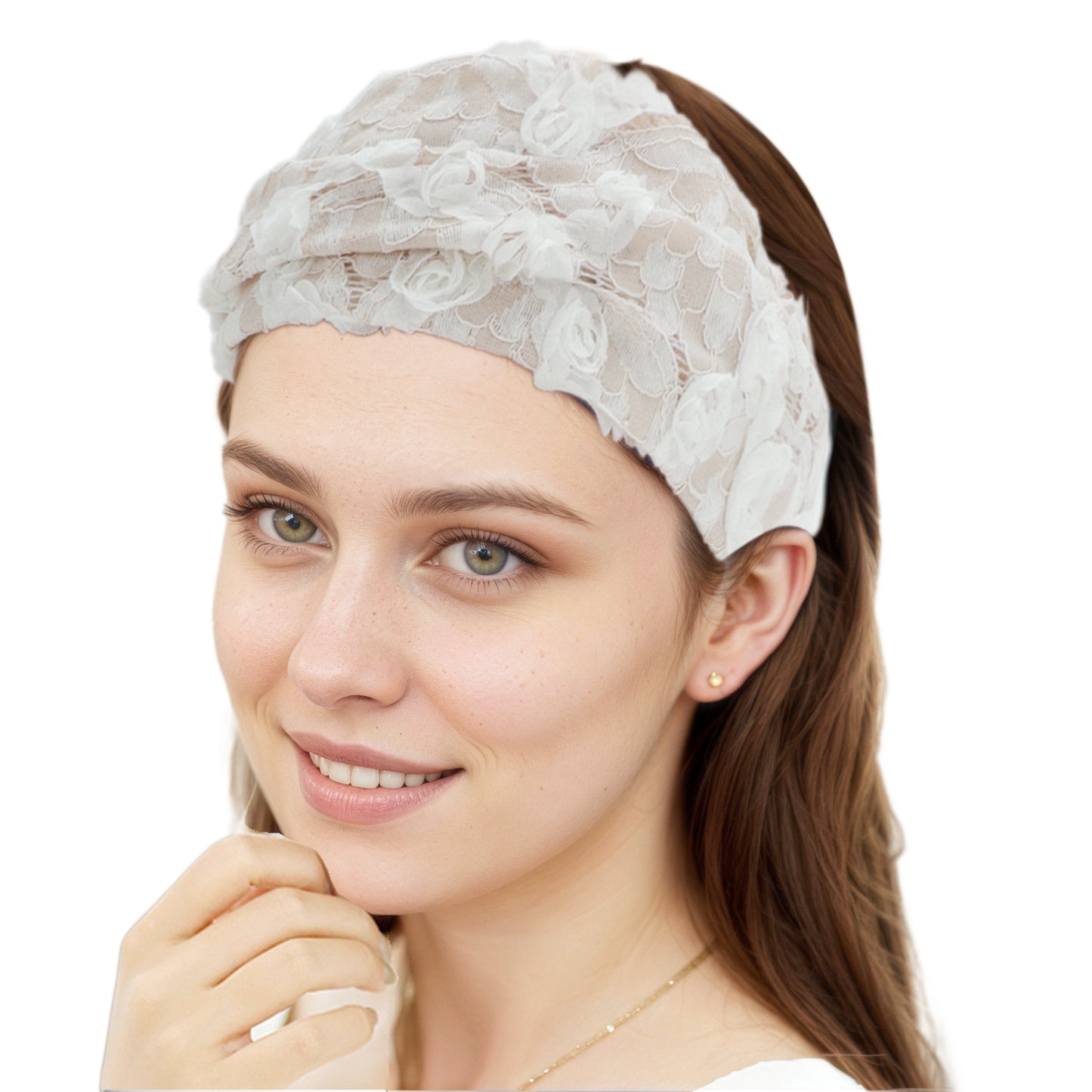 Floral Hollow-out Headband for Women Beige 1 Pc