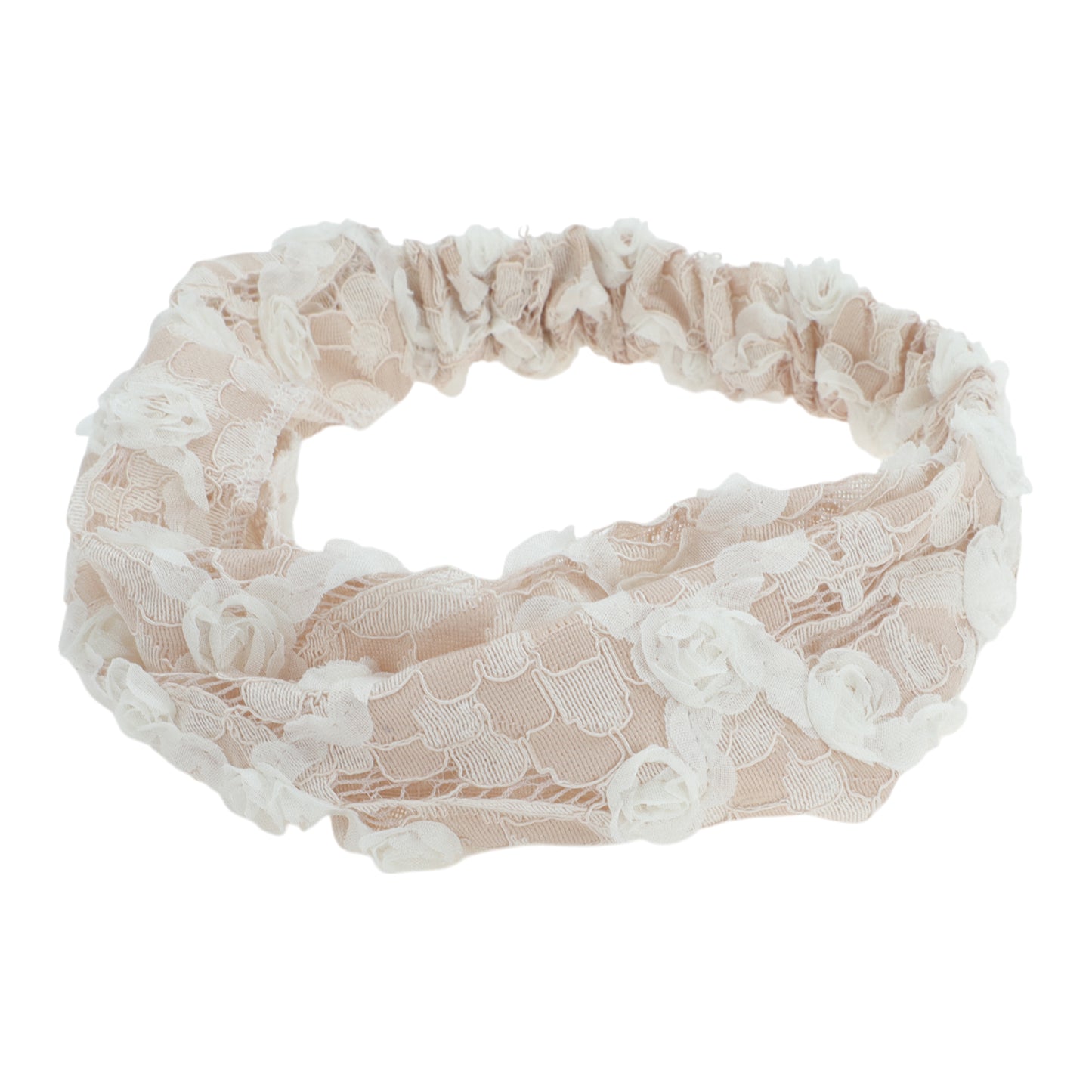Floral Hollow-out Headband for Women Beige 1 Pc