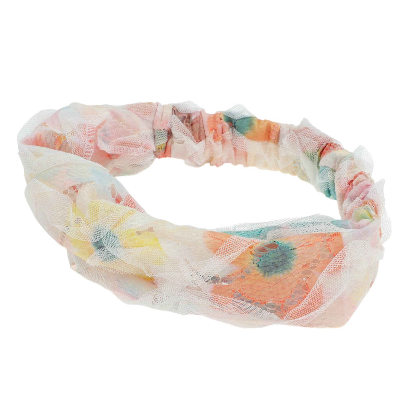 Diadema ancha de encaje floral para mujer, color naranja, 1 unidad
