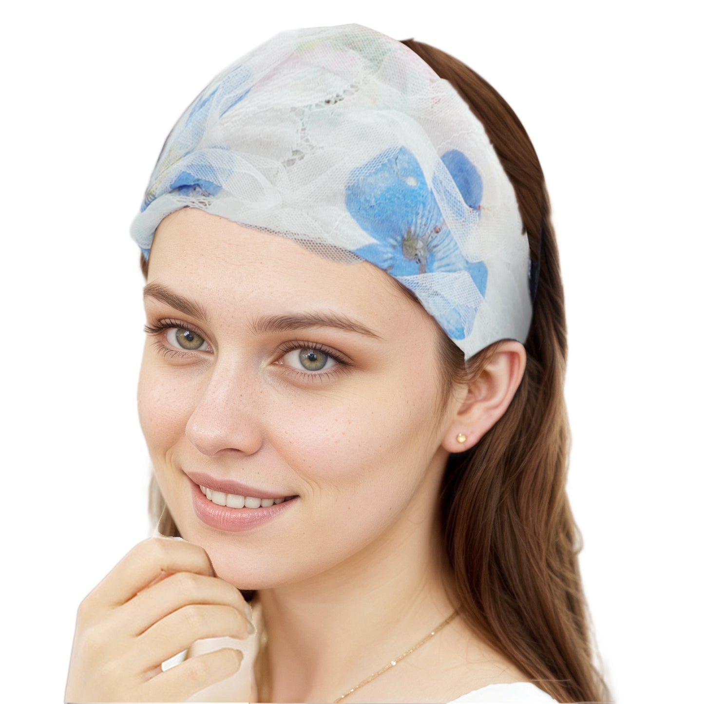 Diadema ancha de encaje floral para mujer, color azul y morado, 1 unidad